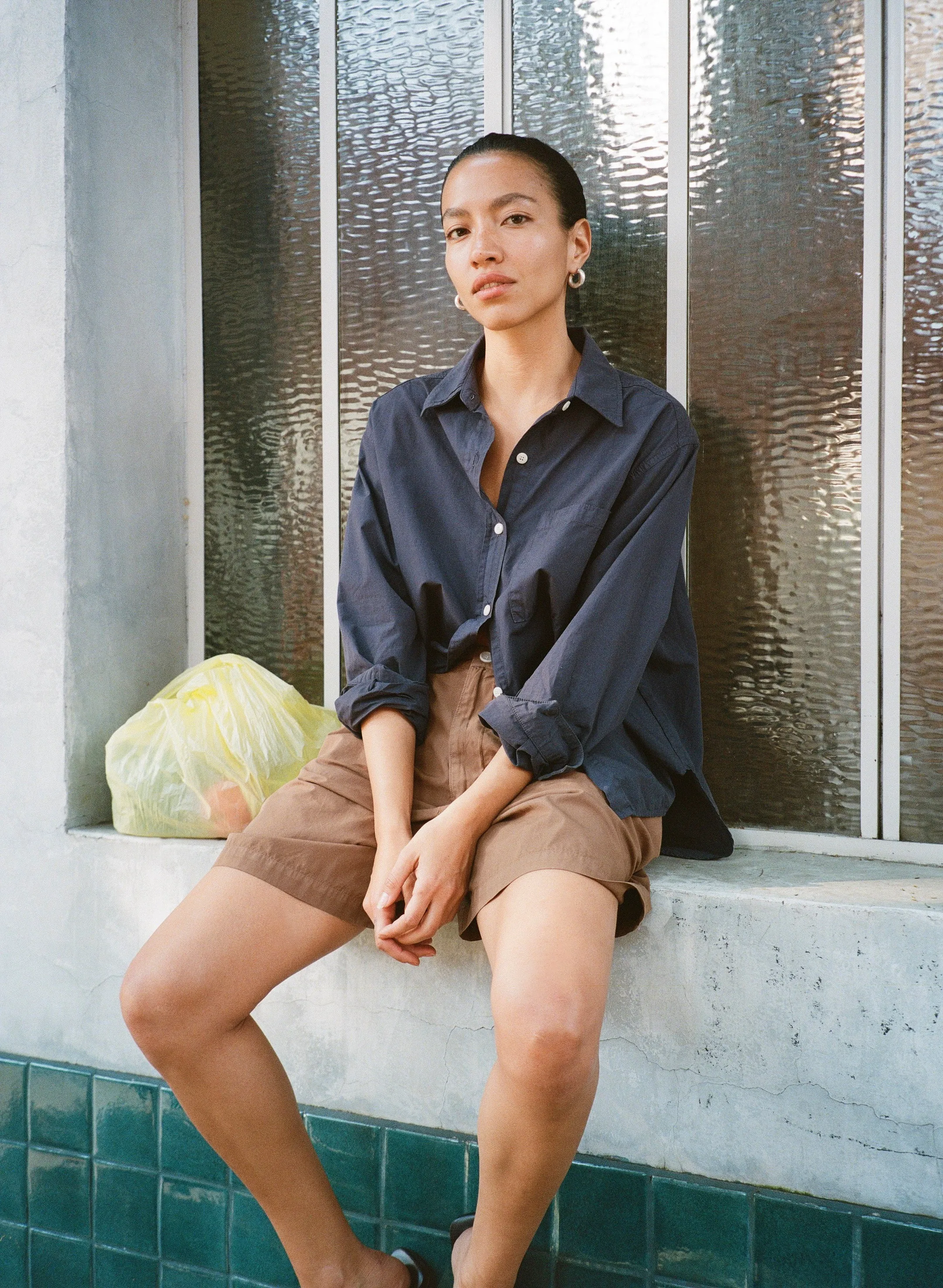 Marcie Shirt, Organic Poplin, Navy sold by Ozma product image thumbnail 3