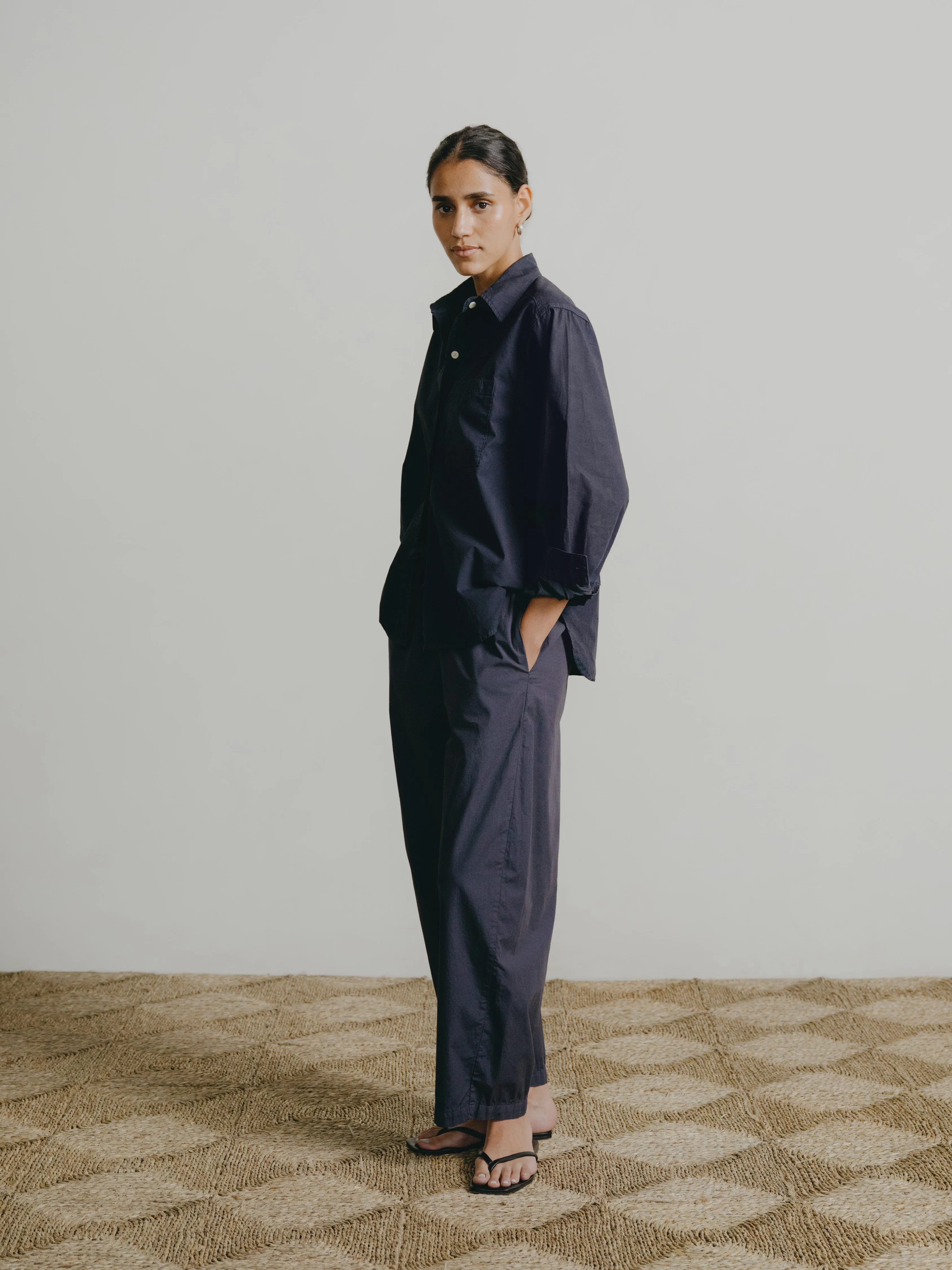 Marcie Shirt, Organic Poplin, Navy sold by Ozma product image thumbnail 5