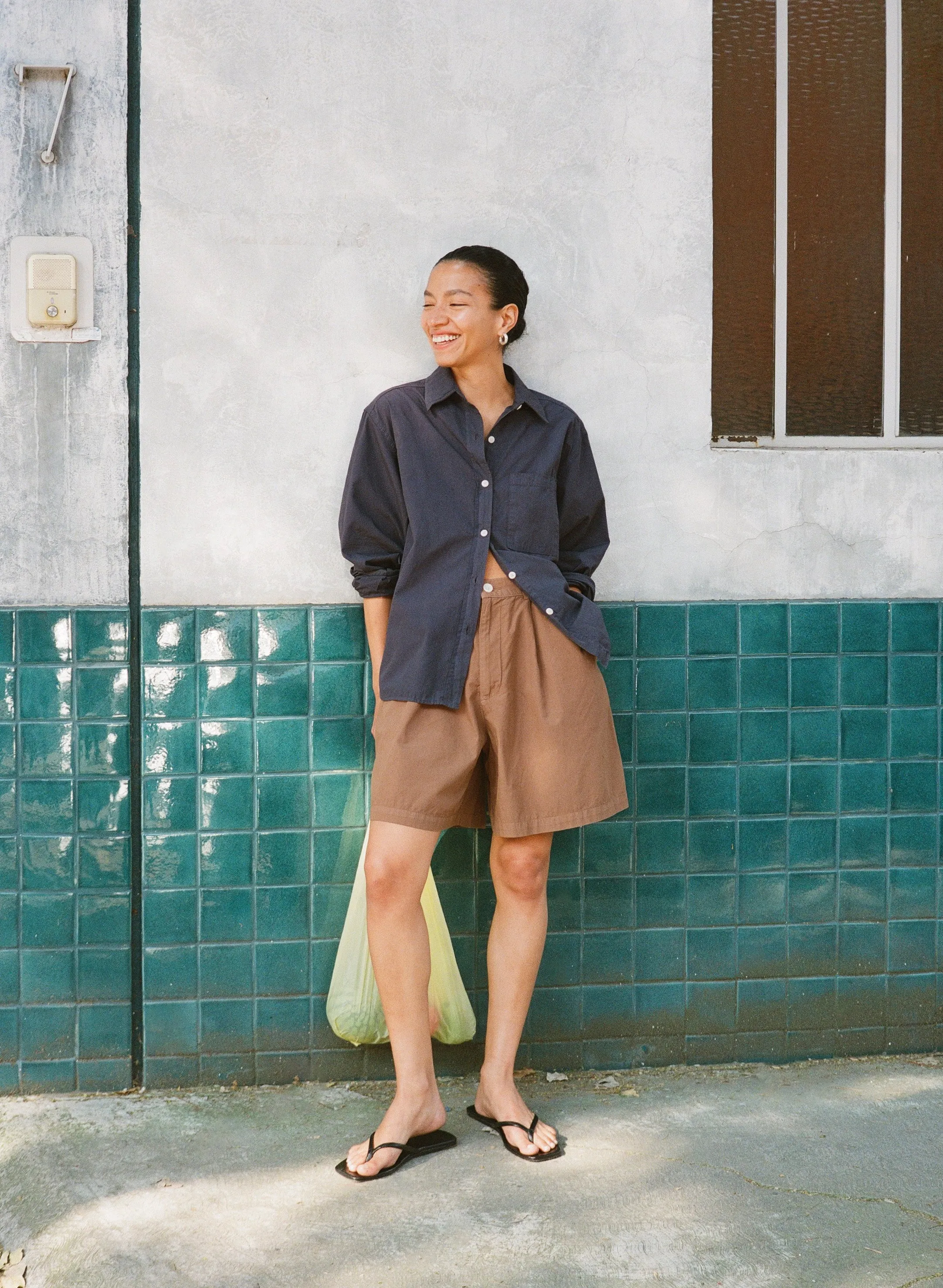 Marcie Shirt, Organic Poplin, Navy sold by Ozma product image thumbnail 2