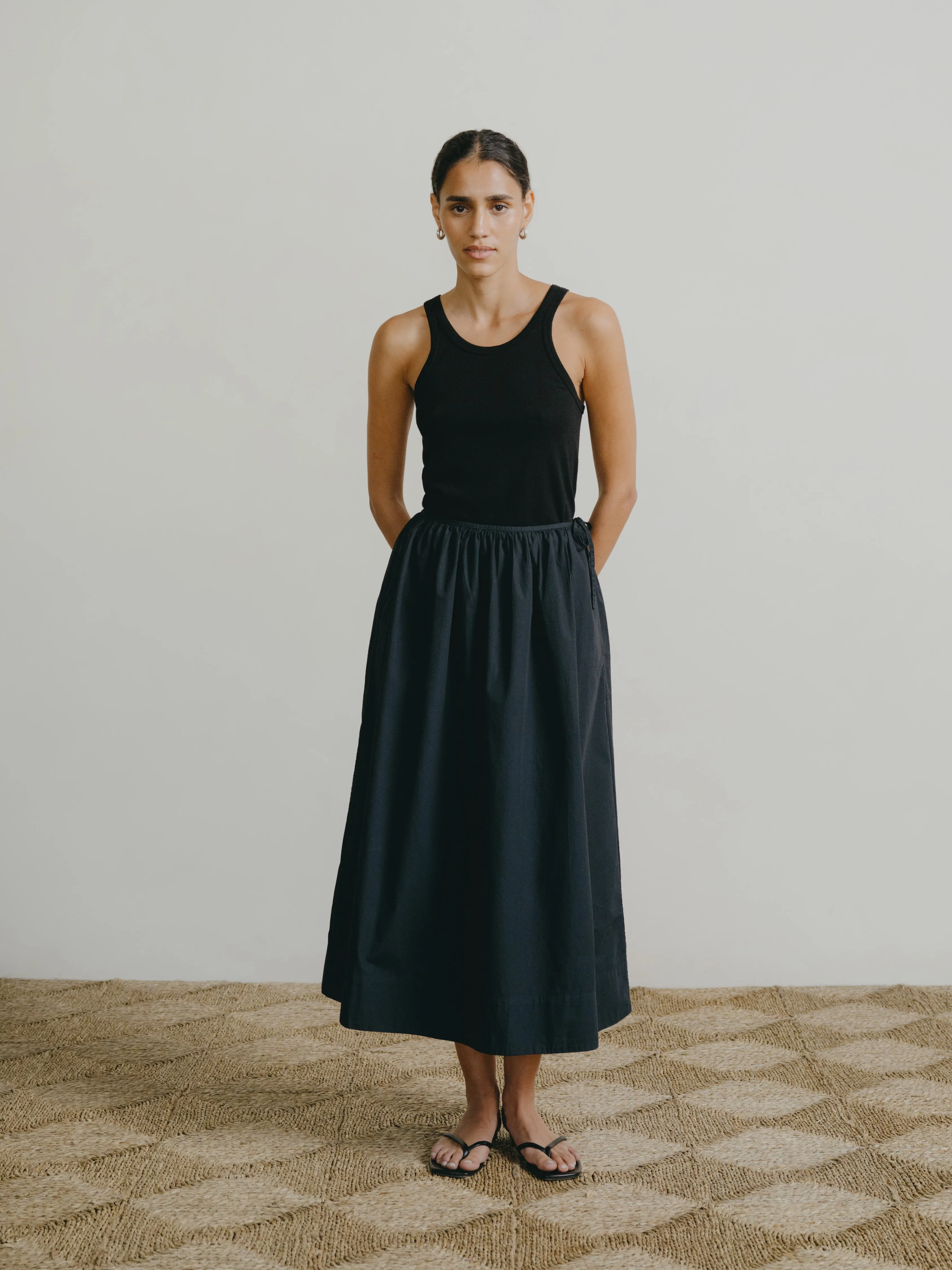 Avita Skirt, Organic Poplin, Black sold by Ozma