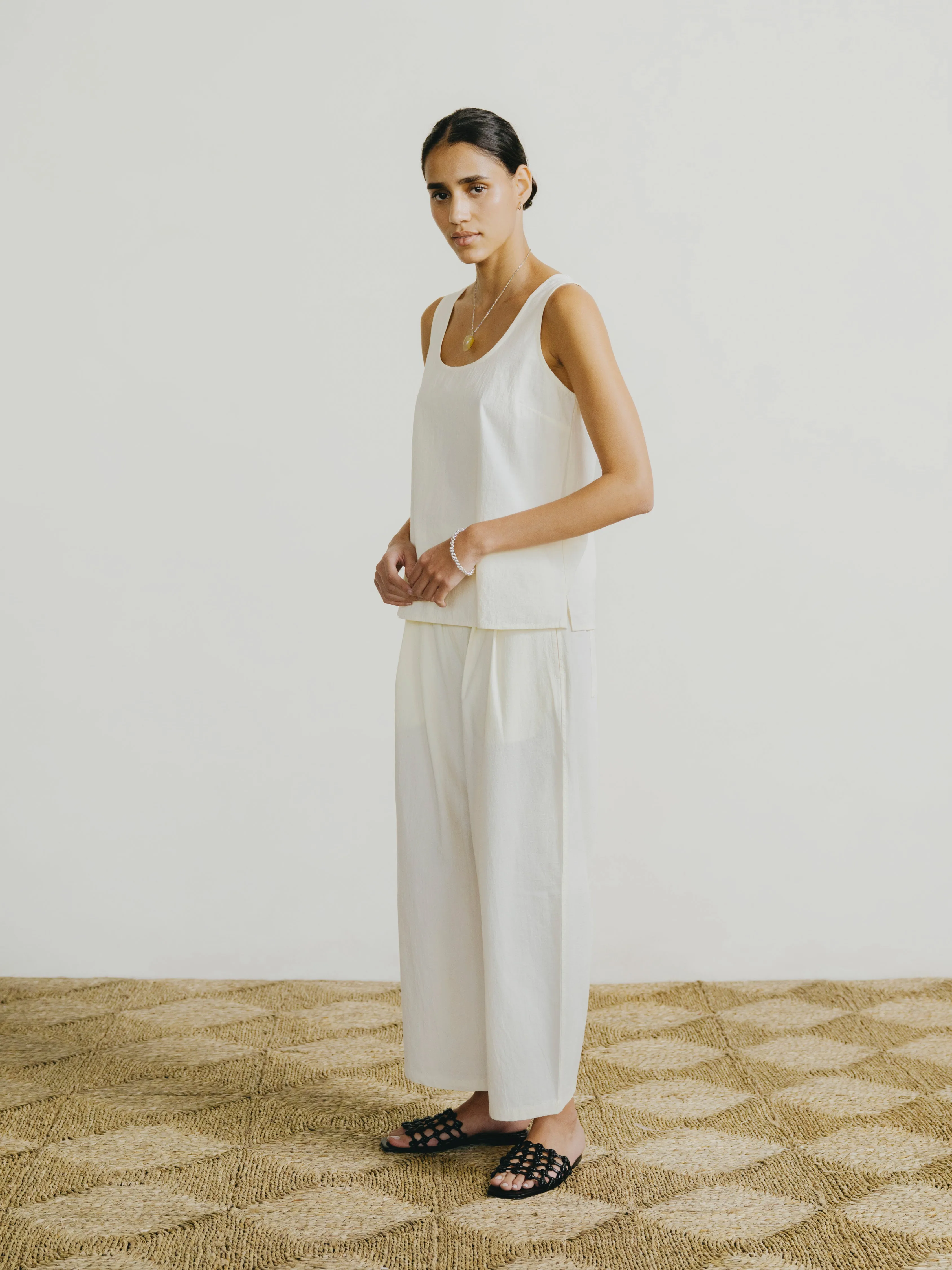 Corlatta Pant, Textured Organic Poplin, Parchment sold by Ozma product image thumbnail 2