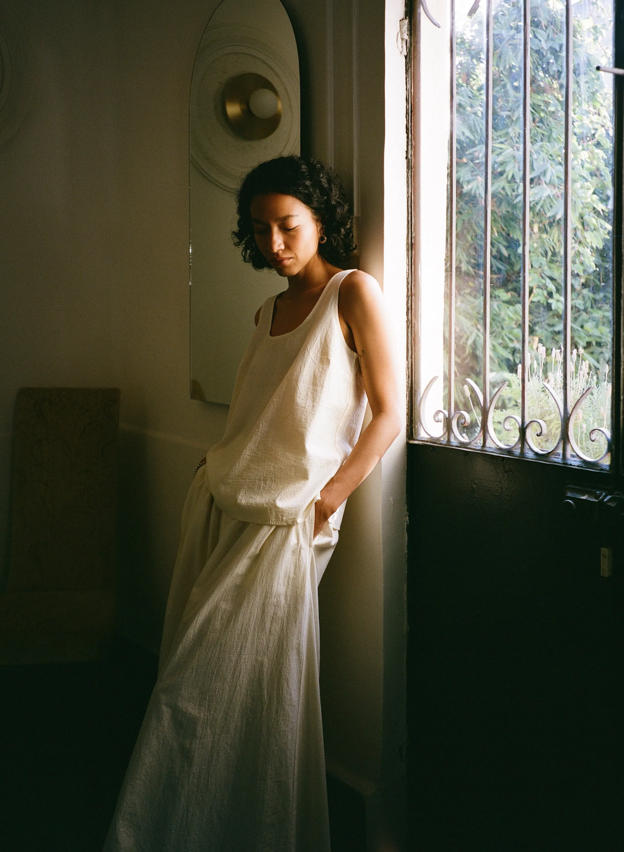 Mika Tank, Textured Organic Poplin, Parchment sold by Ozma product image thumbnail 5