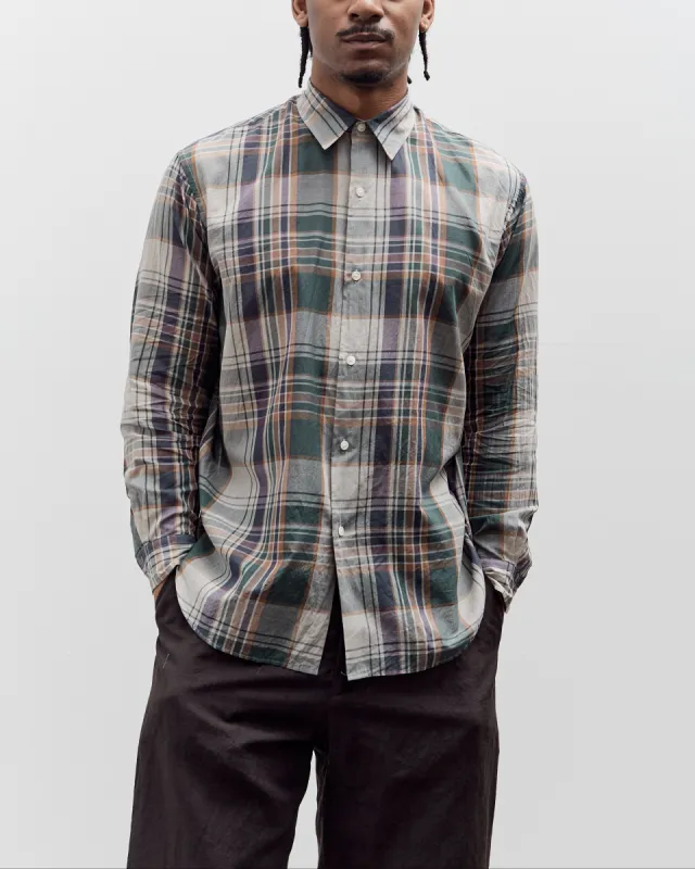 Kaptain Sunshine Gauze Plaid Plain Shirt, Forest Plaid made by Kaptain Sunshine