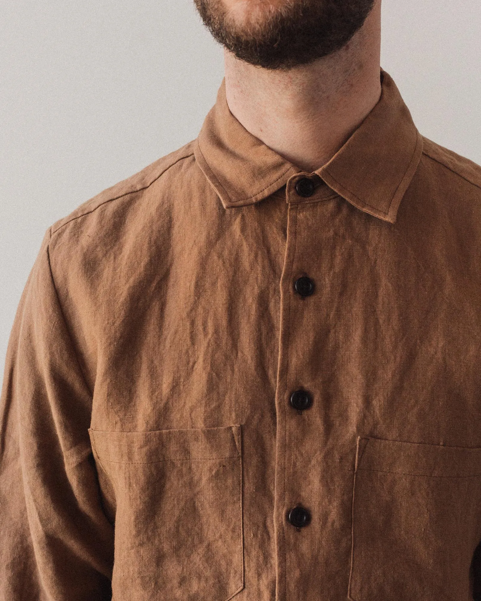 Evan Kinori Two Pocket Shirt, Ochre sold by Glasswing product image thumbnail 4