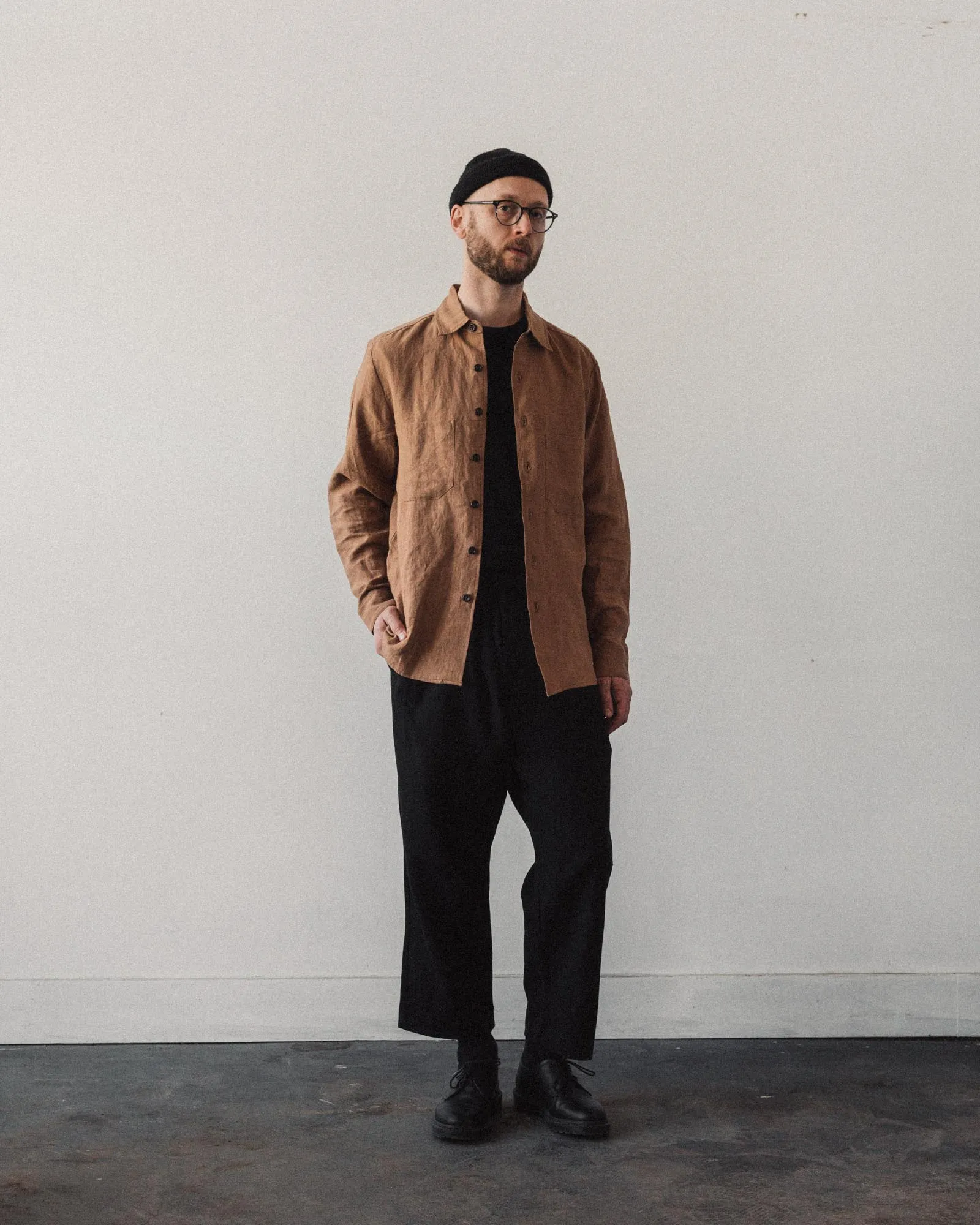 Evan Kinori Two Pocket Shirt, Ochre sold by Glasswing product image thumbnail 5
