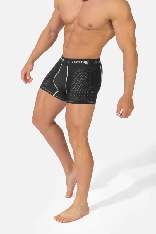 Men's Workout Mesh Boxer Briefs 2 Pack - Black & Stitched Black sold by Jed North