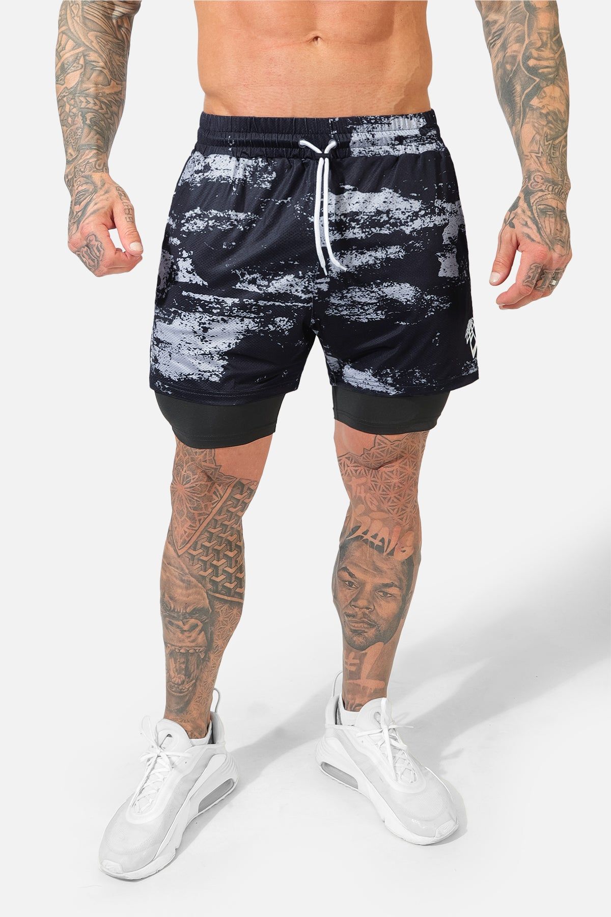 Men's 2 In 1 Active Training 7'' Shorts with Towel Loop - Black Brush sold by Jed North product image thumbnail 4