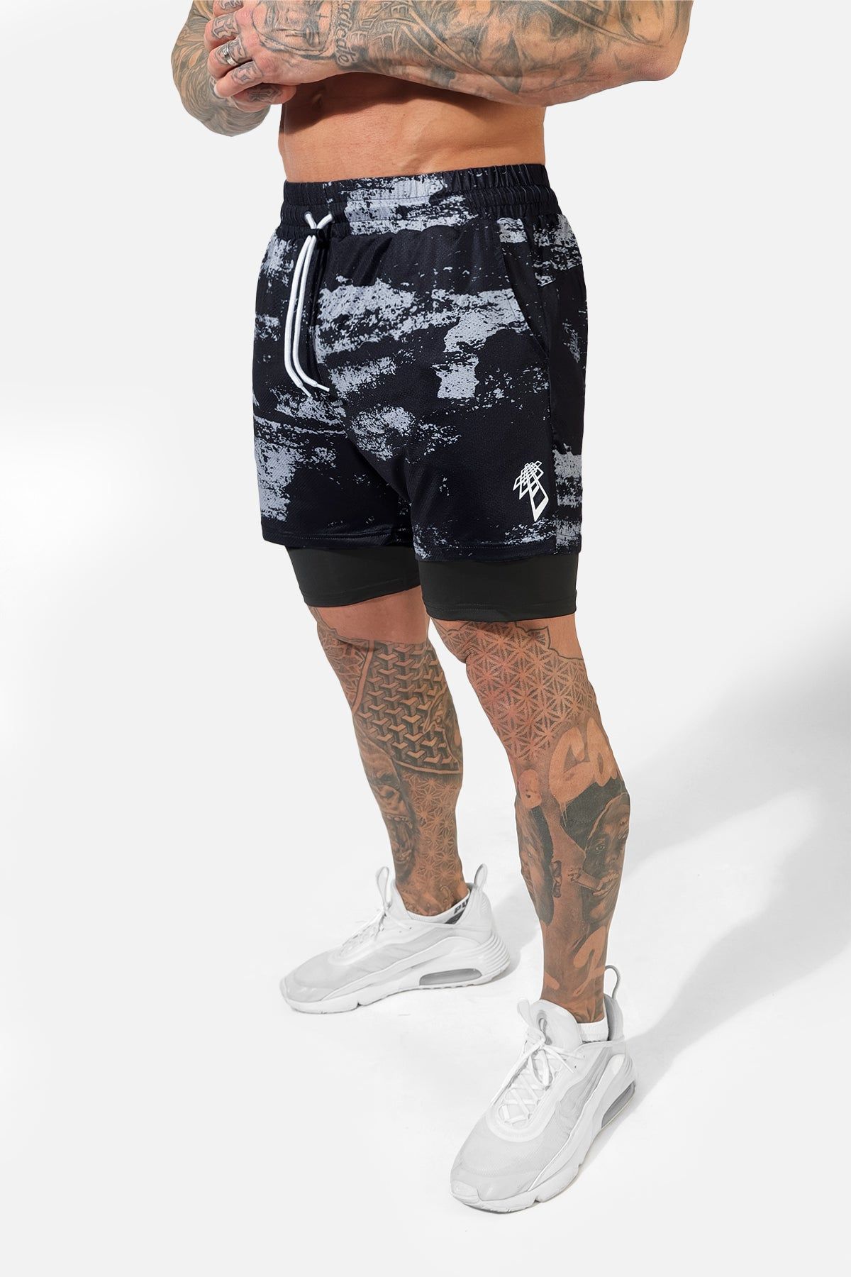 Men's 2 In 1 Active Training 7'' Shorts with Towel Loop - Black Brush sold by Jed North product image thumbnail 5