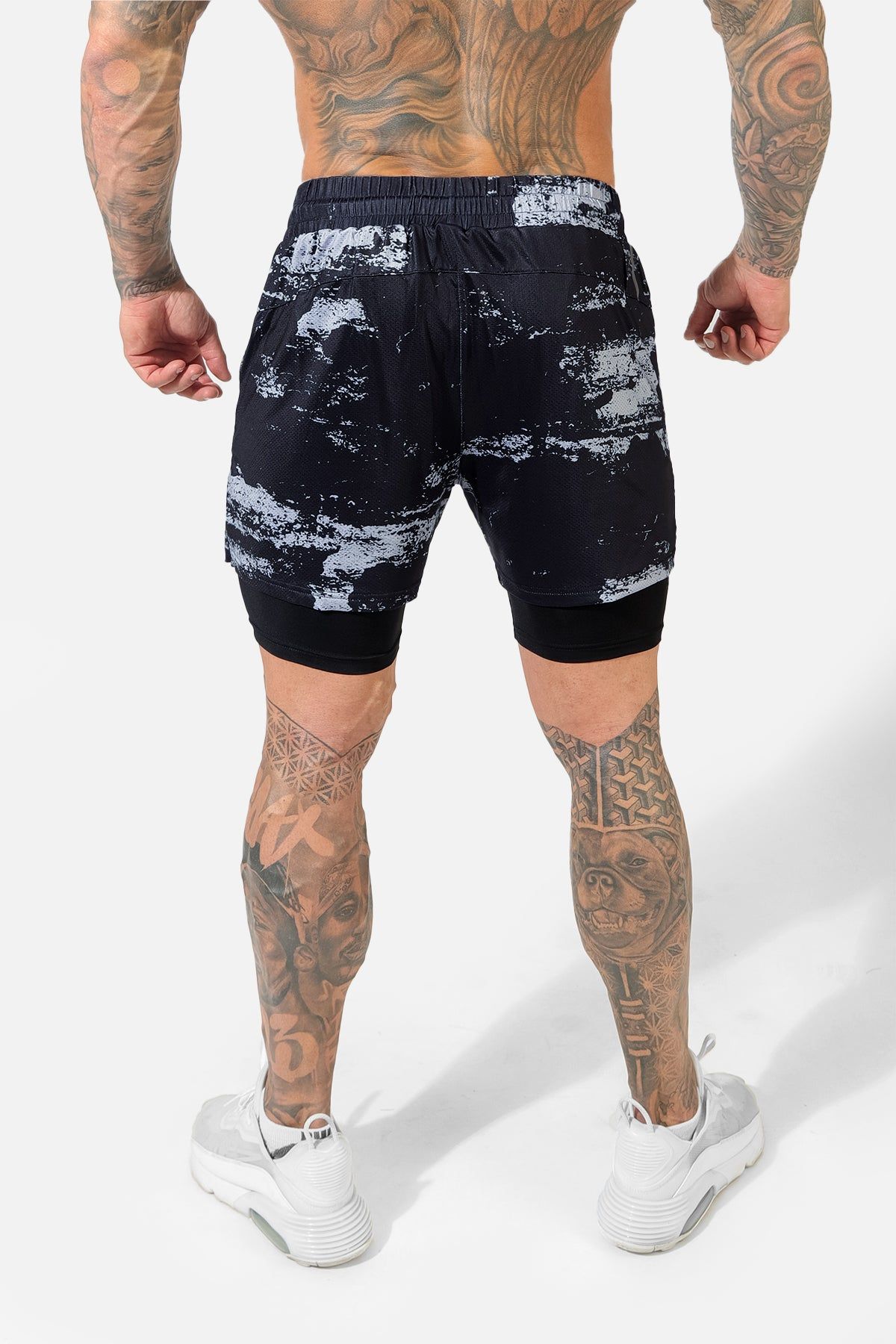 Men's 2 In 1 Active Training 7'' Shorts with Towel Loop - Black Brush sold by Jed North product image thumbnail 3