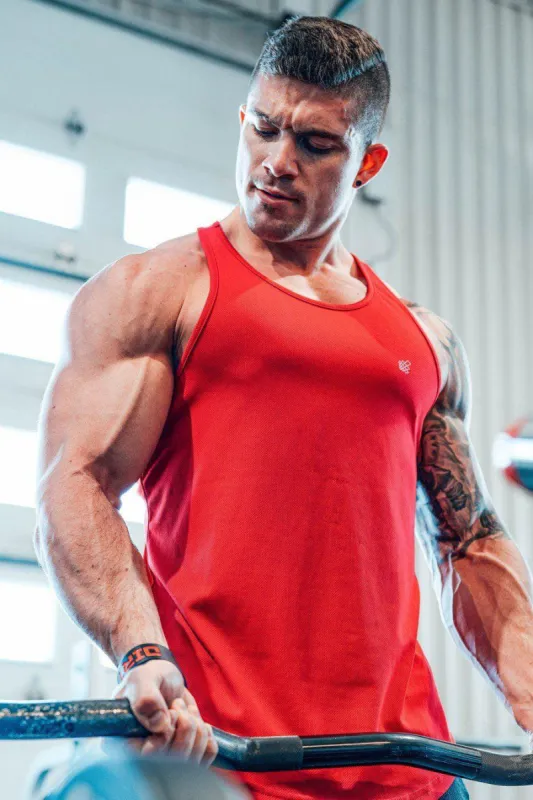 Fast-Dry Bodybuilding Workout Stringer - Red sold by Jed North