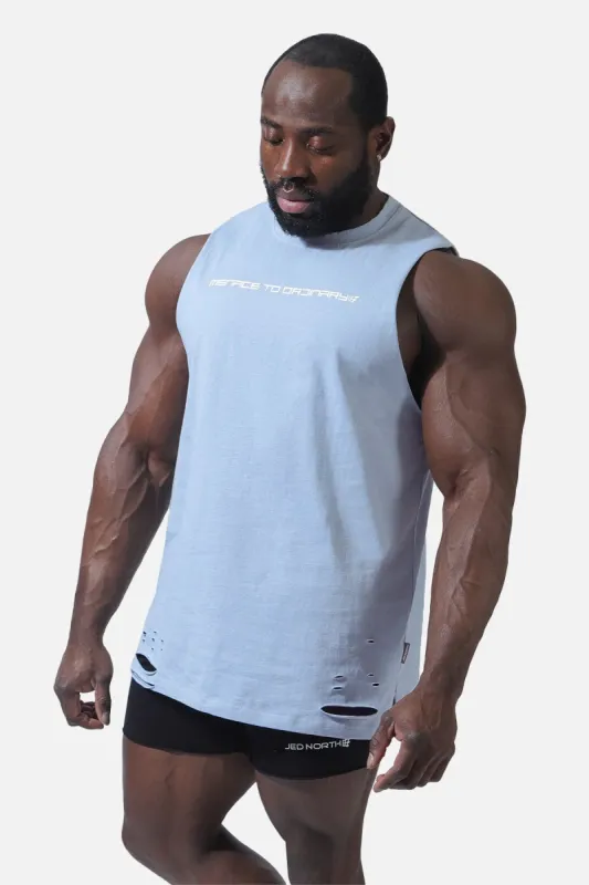 Vision Distressed Muscle Tee - Blue sold by Jed North