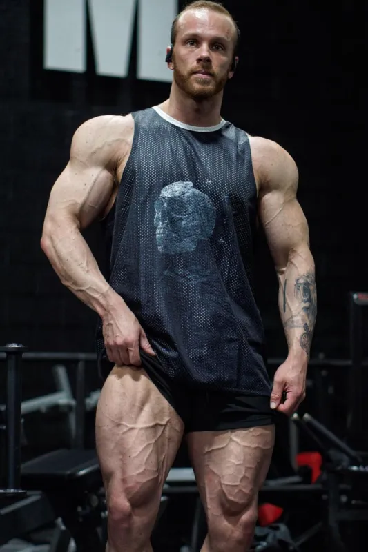 Lightning Mesh Reversible Workout Tank Top - Salt & Pepper sold by Jed North