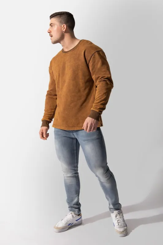 Certified Oversized Crewneck Sweater - Vintage Wash Brown sold by Jed North