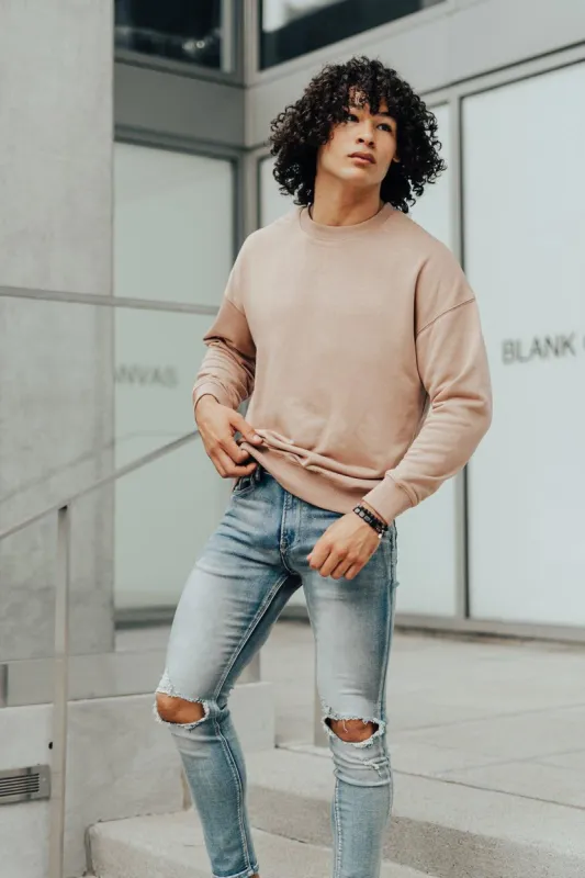 Status Oversized Crewneck Sweater - Khaki sold by Jed North