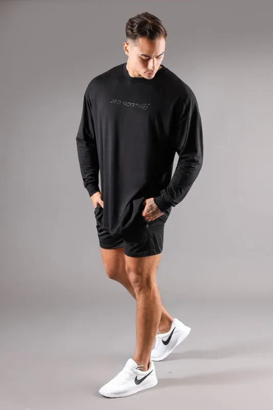 Energy Oversized Long Sleeve T-Shirt  - Black Jed North Logo sold by Jed North