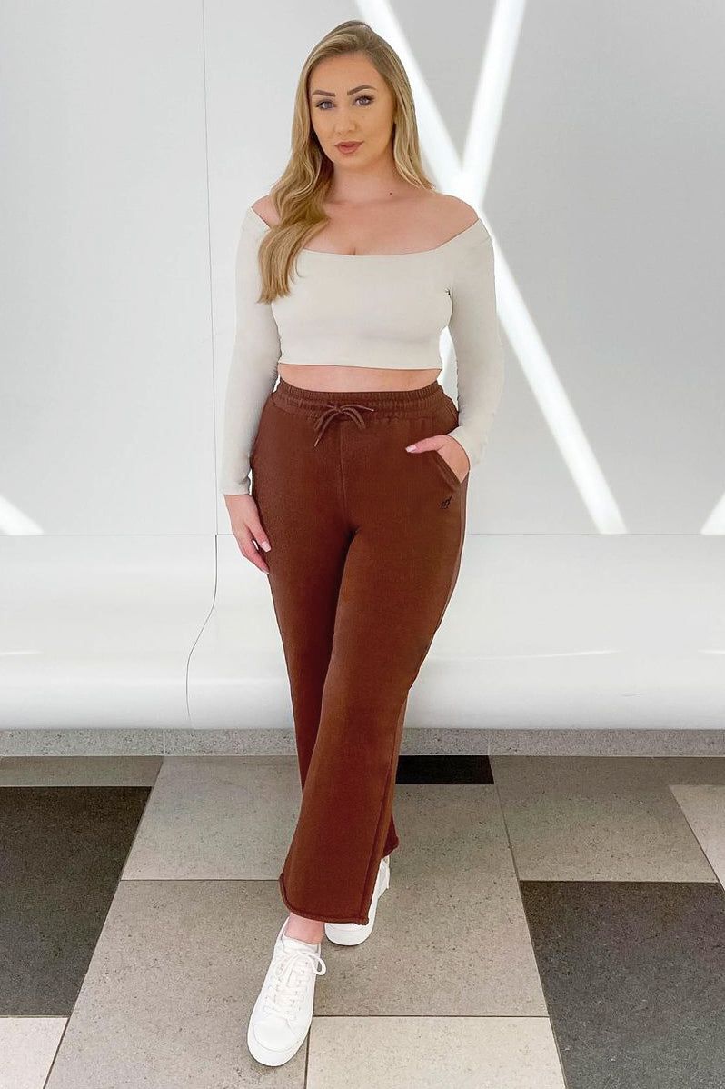 Jules Wide Leg Sweat Pants - Brown sold by Jed North