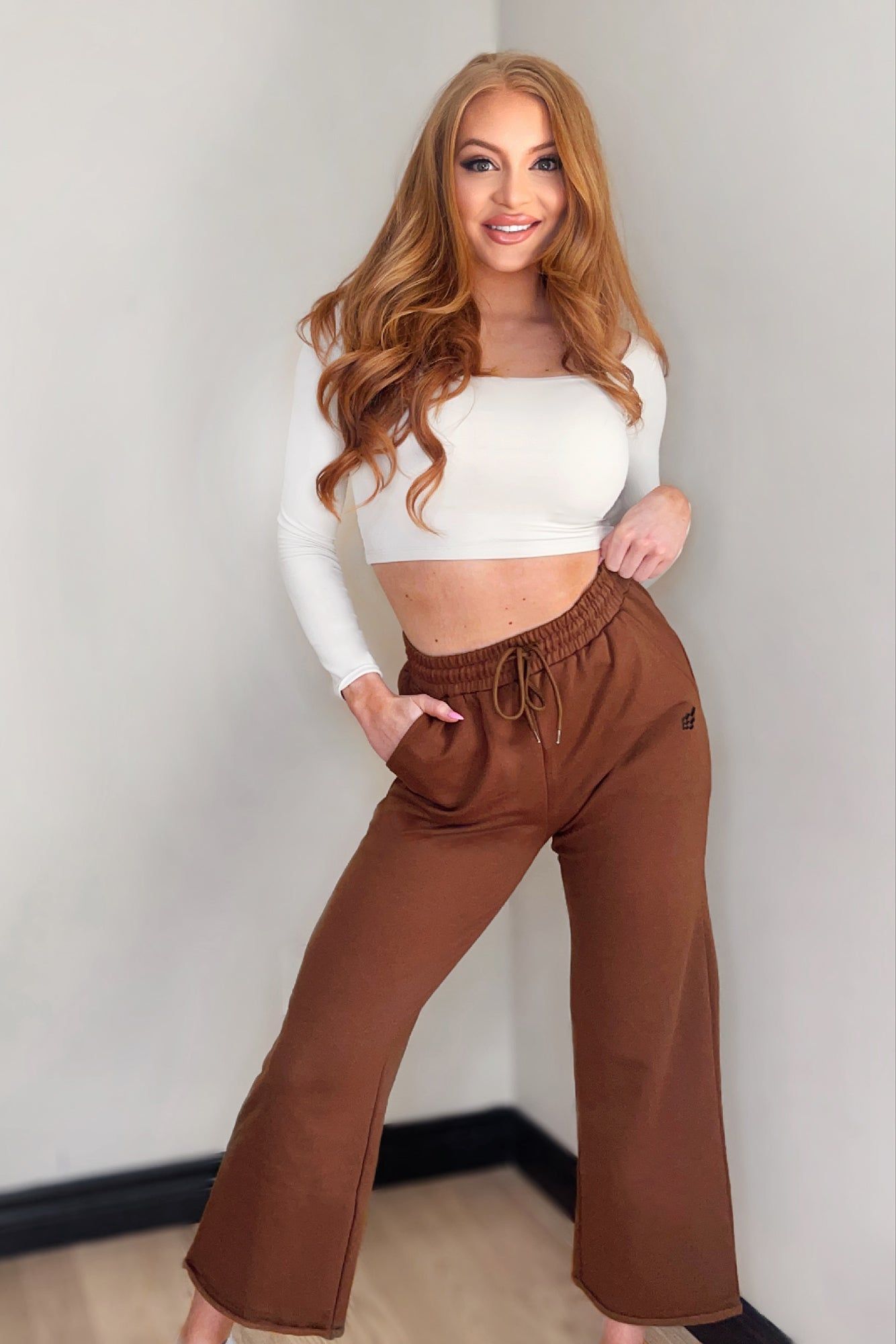 Jules Wide Leg Sweat Pants - Brown sold by Jed North product image thumbnail 4