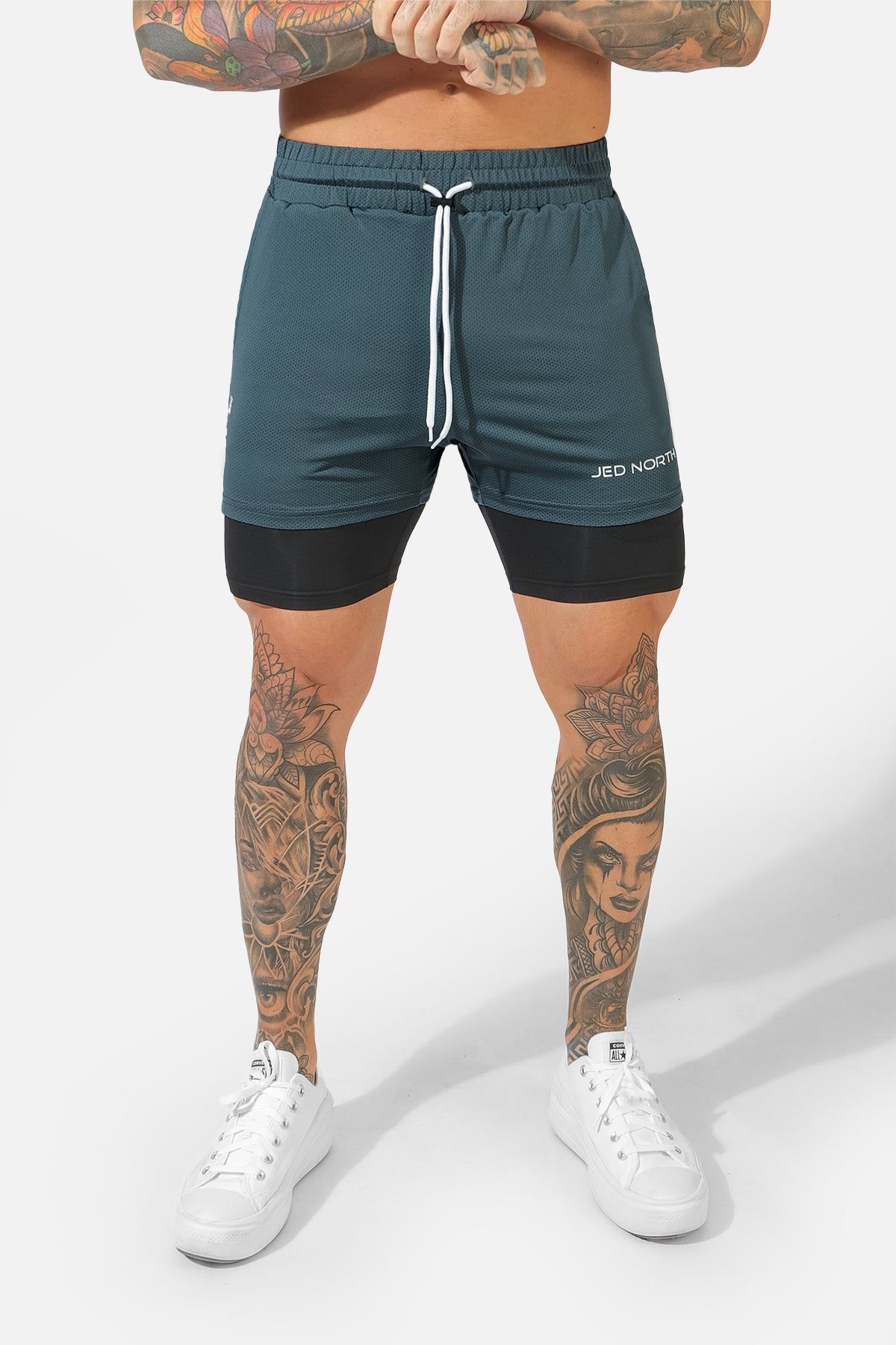 Men's 2 In 1 Active Training 7'' Shorts with Towel Loop - Gray sold by Jed North product image thumbnail 3