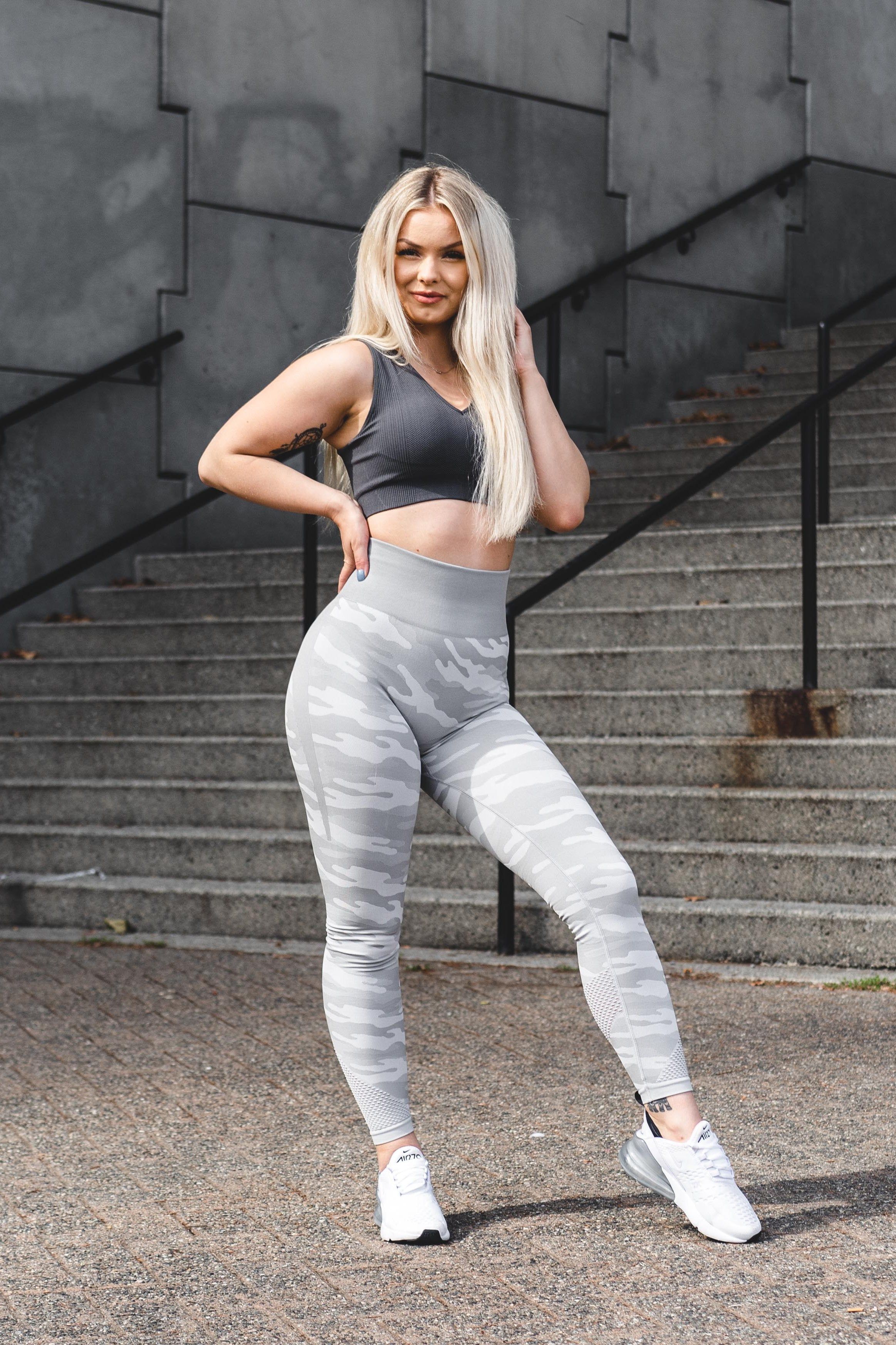 Reset Camo High Waisted Seamless Mesh Leggings - Gray Camo sold by Jed North product image thumbnail 7
