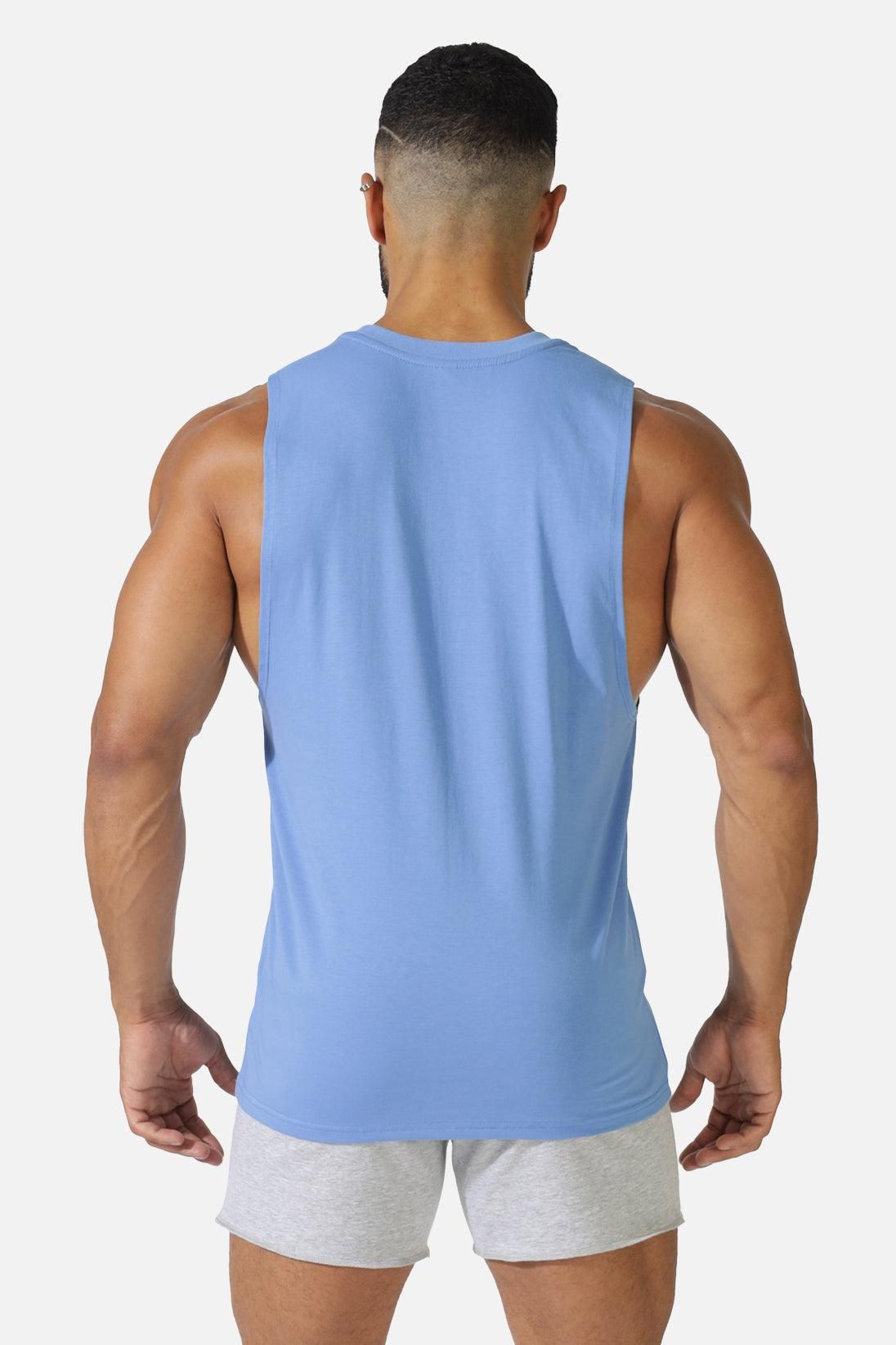 Men's Sleeveless Training Tee - Blue w White Logo sold by Jed North product image thumbnail 2