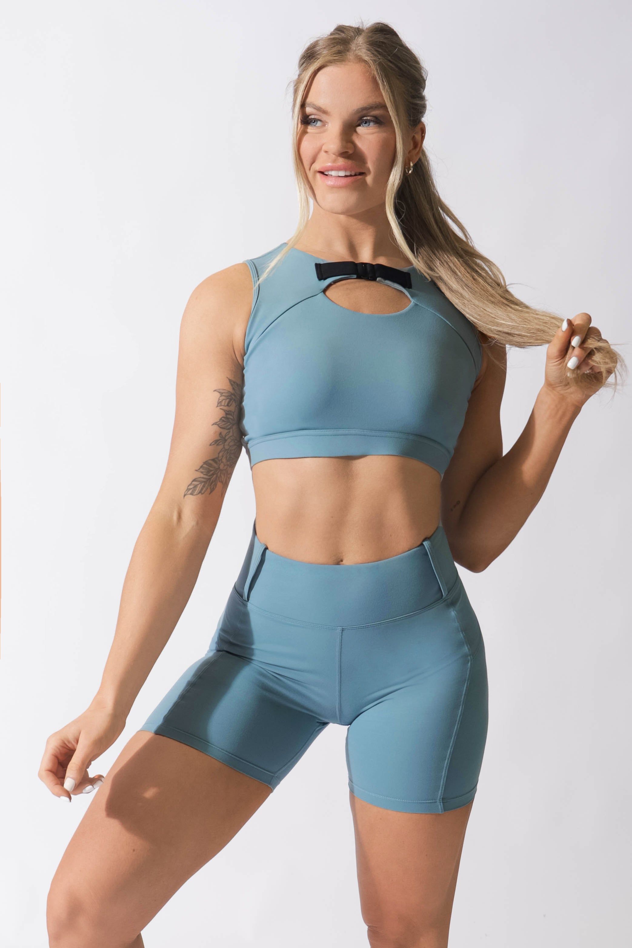 Embody Buckle Crop Top - Blue sold by Jed North