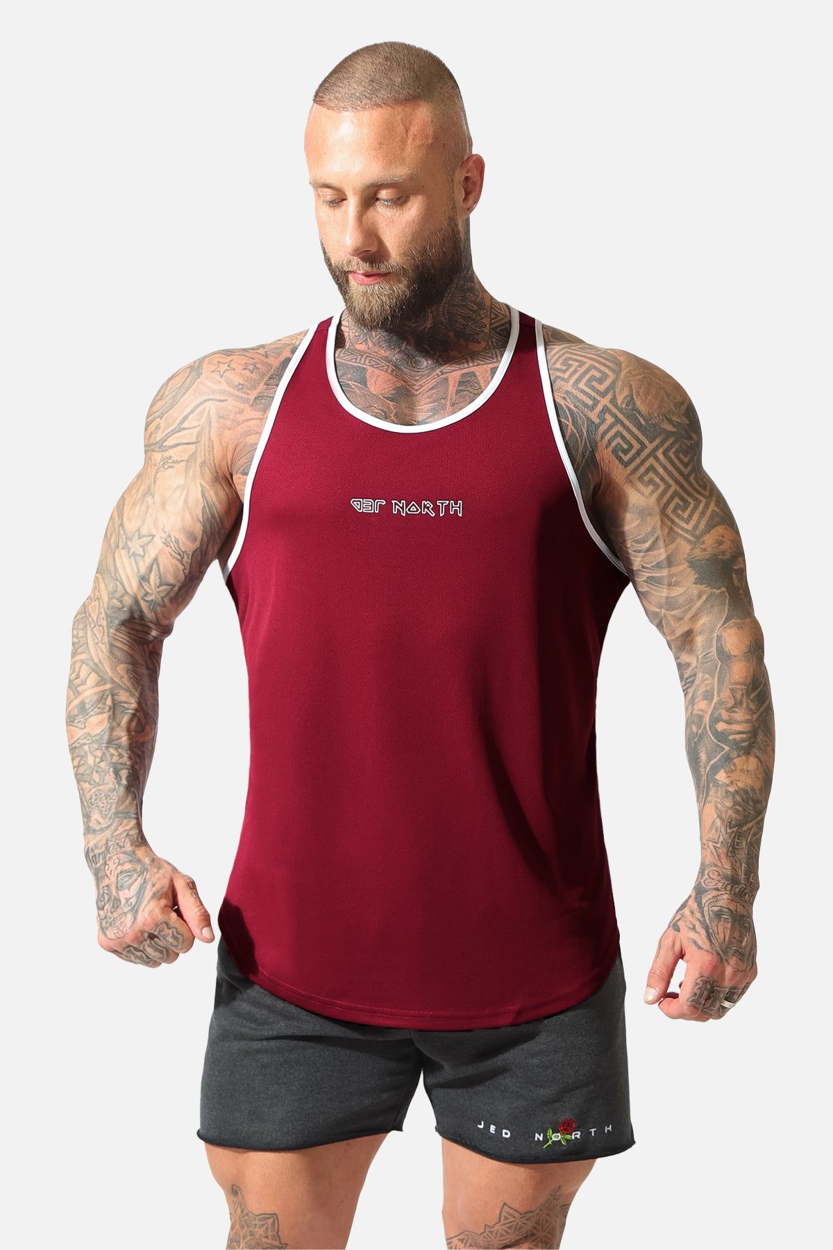Fast-Dry Workout Stringer - Maroon & White sold by Jed North product image thumbnail 3