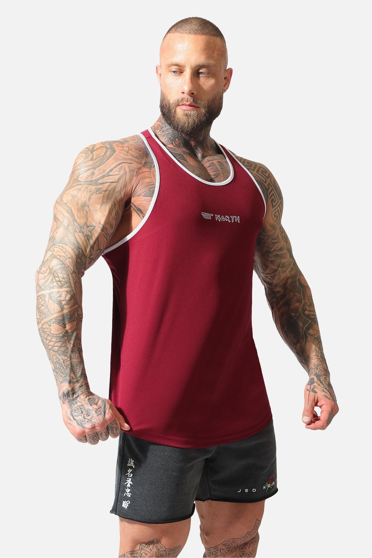 Fast-Dry Workout Stringer - Maroon & White sold by Jed North product image thumbnail 5