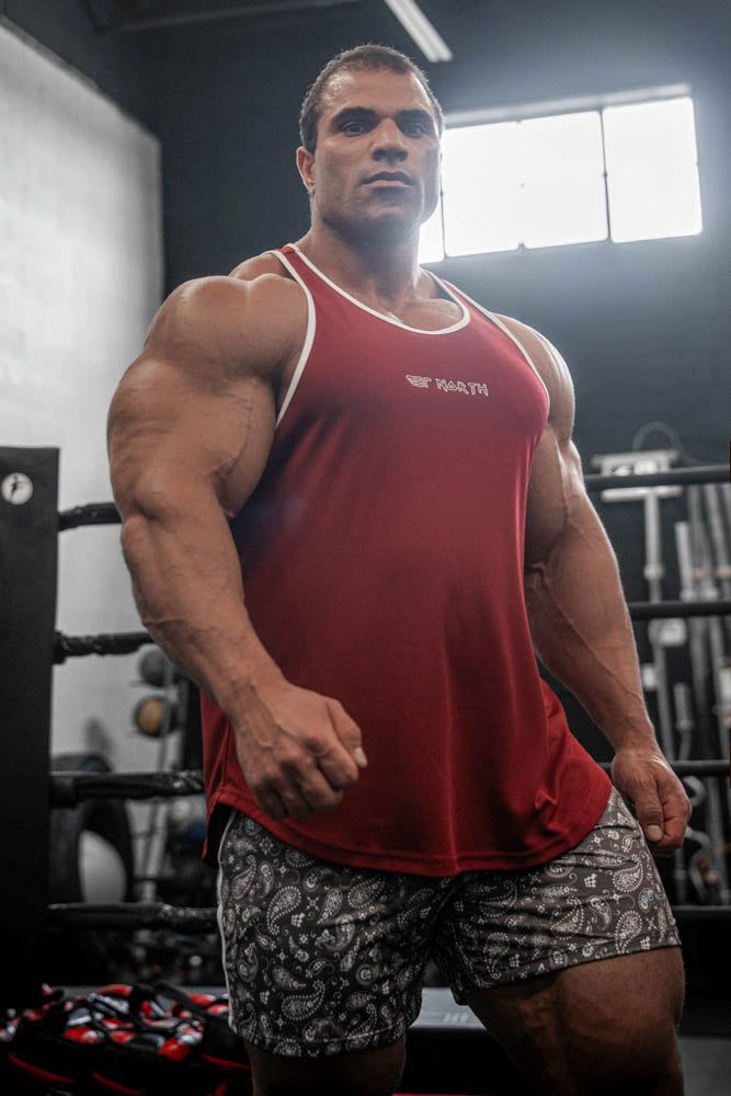 Fast-Dry Workout Stringer - Maroon & White sold by Jed North