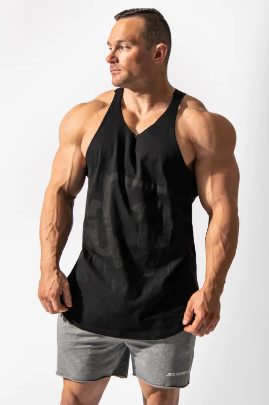 Raw-Edge Bodybuilding Stringer - Black sold by Jed North