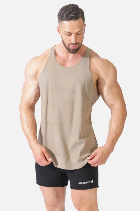 Raw-Edge Bodybuilding Stringer - Khaki sold by Jed North