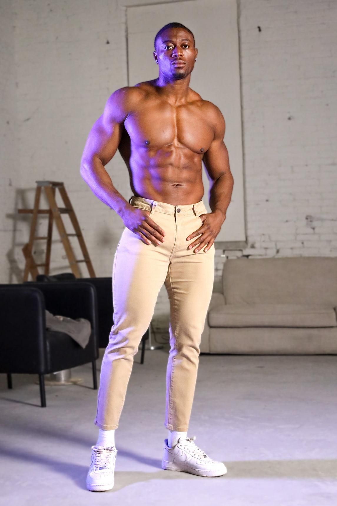 Men's Fitted Stretchy Pants - Khaki sold by Jed North product image thumbnail 2