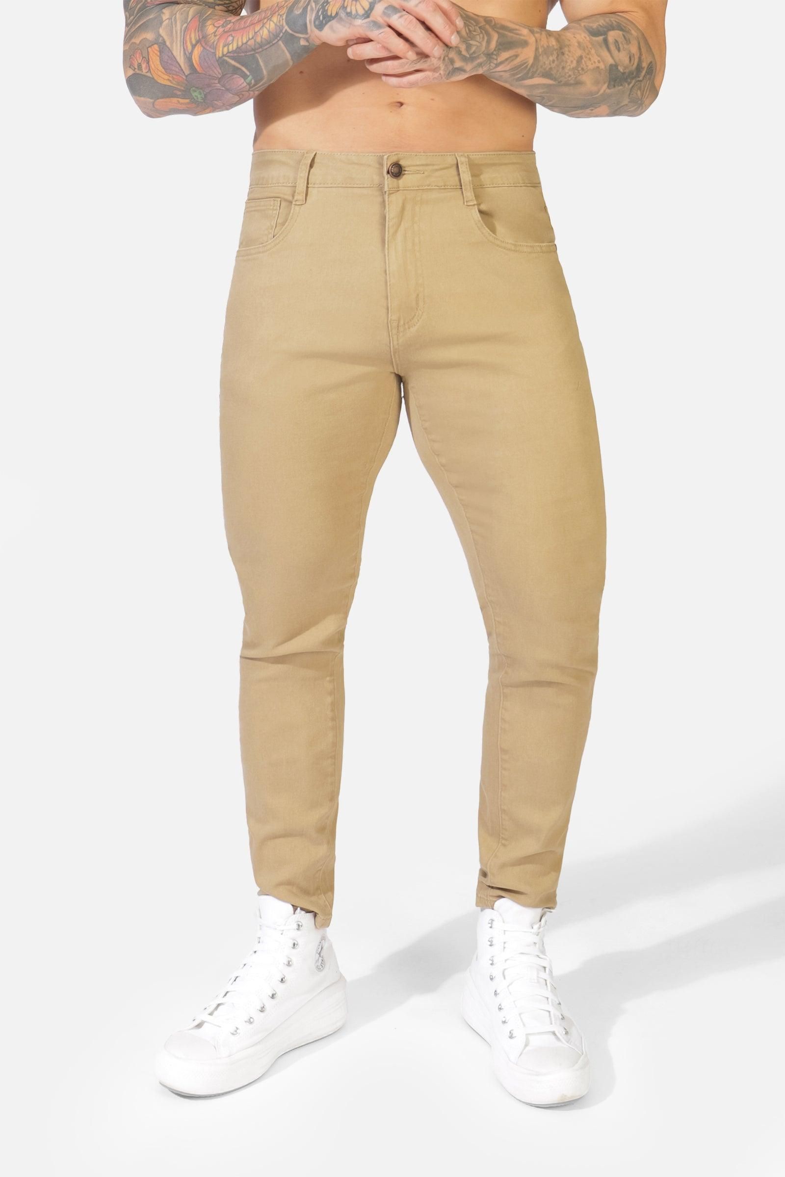 Men's Fitted Stretchy Pants - Khaki sold by Jed North product image thumbnail 4