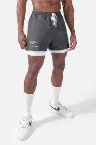 Men's 2 In 1 Active Training 5'' Shorts - Gray sold by Jed North