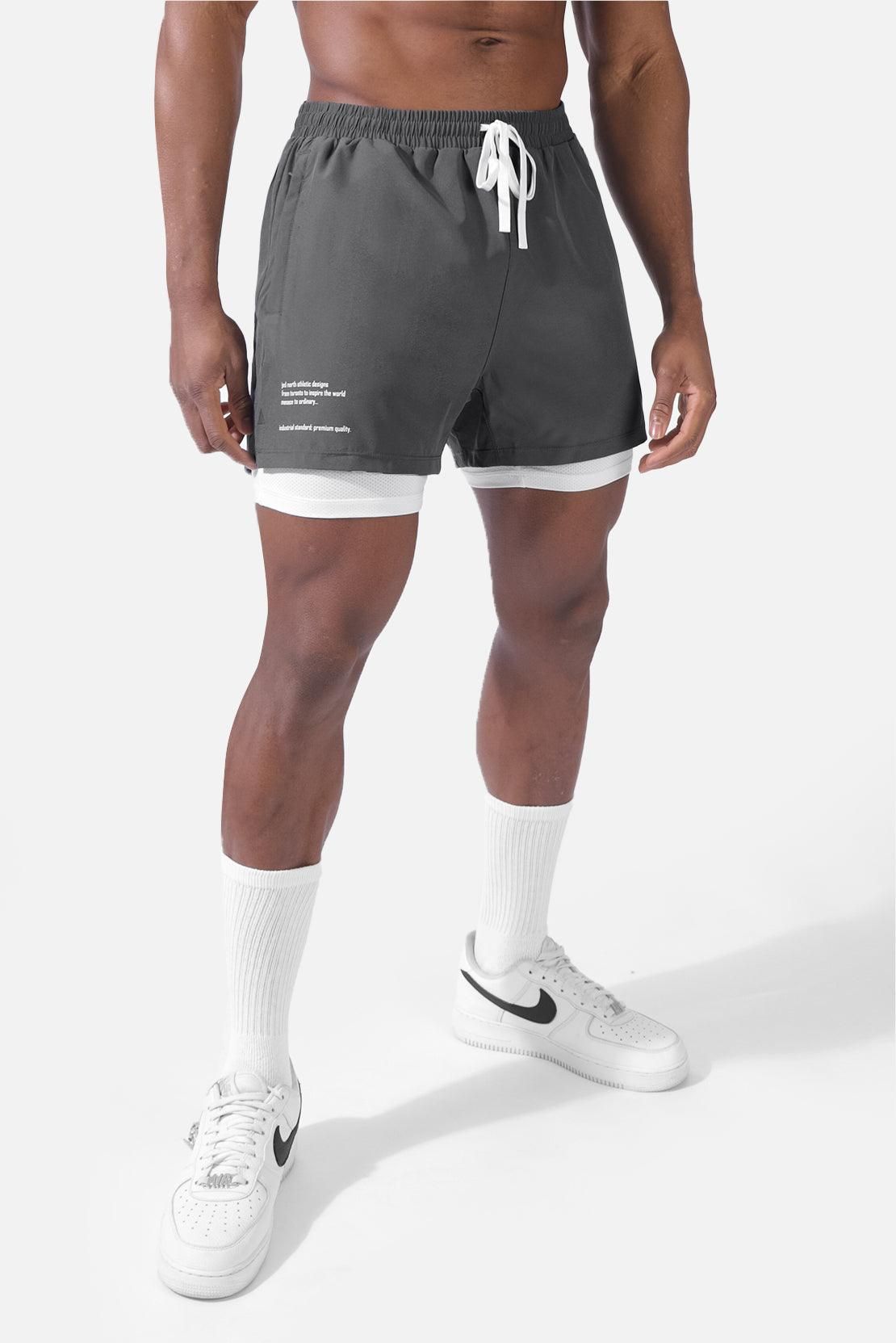 Men's 2 In 1 Active Training 5'' Shorts - Gray sold by Jed North product image thumbnail 3