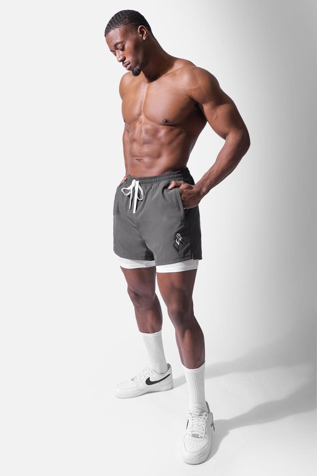 Men's 2 In 1 Active Training 5'' Shorts - Gray sold by Jed North product image thumbnail 5