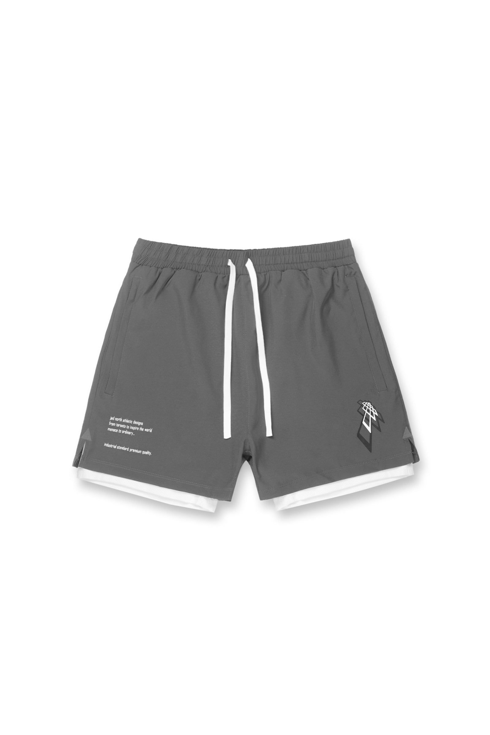 Men's 2 In 1 Active Training 5'' Shorts - Gray sold by Jed North product image thumbnail 2