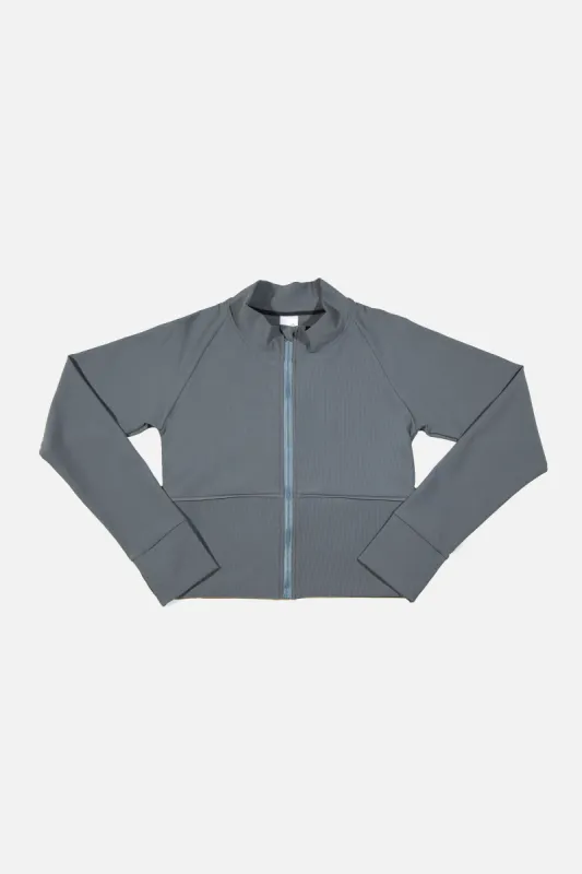 Jet Setter Ribbed Zip-Up Sweater - Dark Gray sold by Jed North