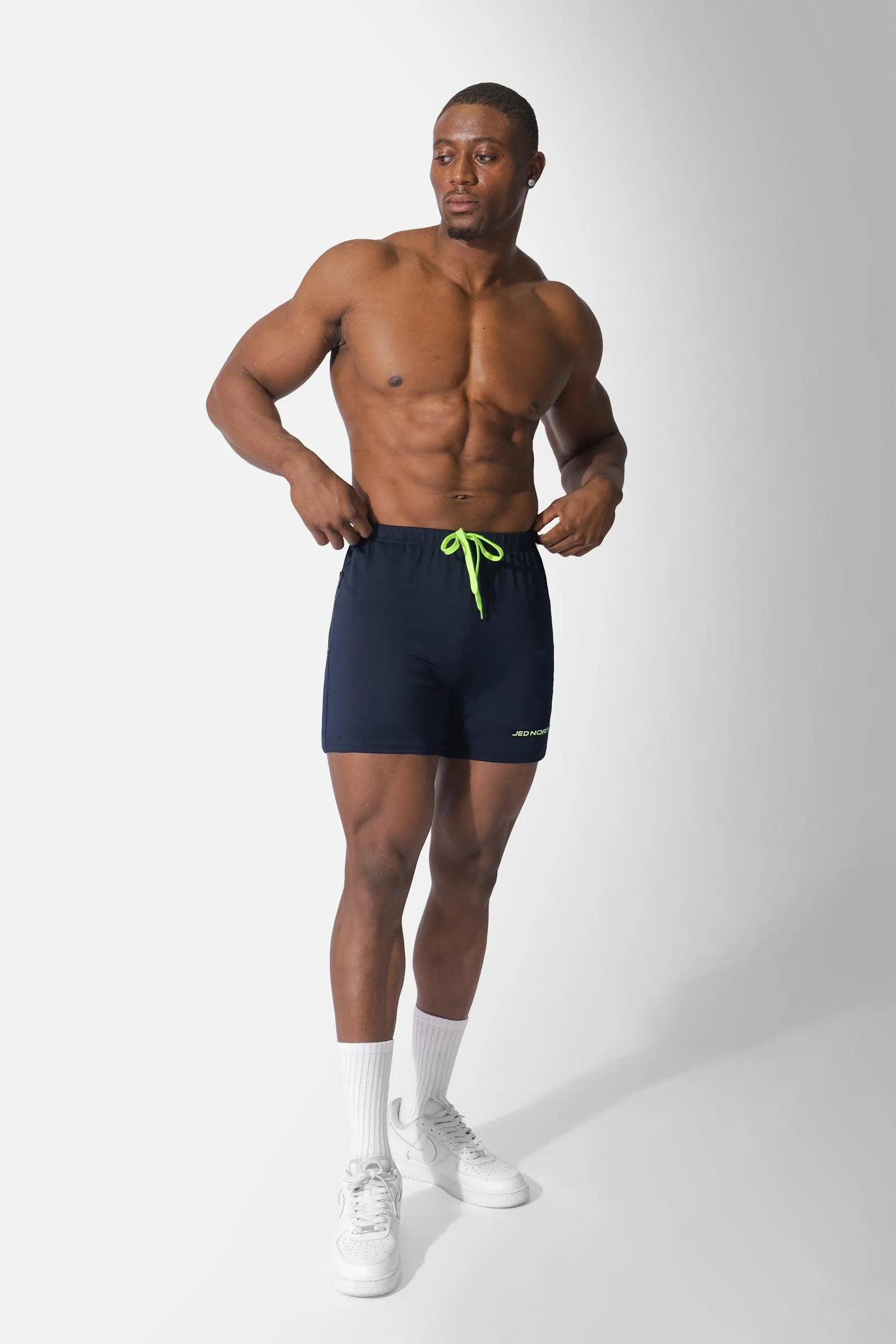 Agile Bodybuilding 4'' Shorts w Zipper Pockets - Navy Blue sold by Jed North product image thumbnail 4
