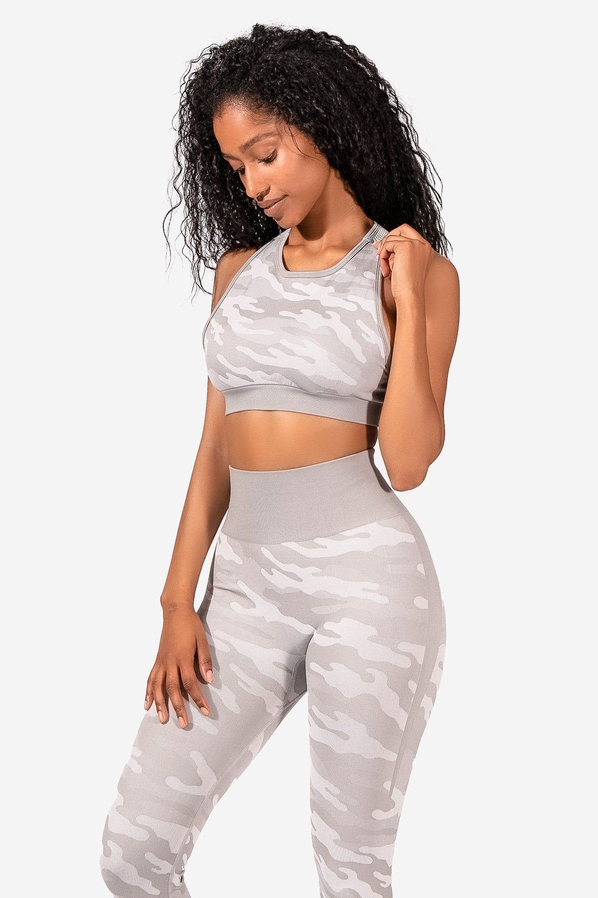 Reset Camo Seamless Racerback Sports Bra - Gray Camo sold by Jed North