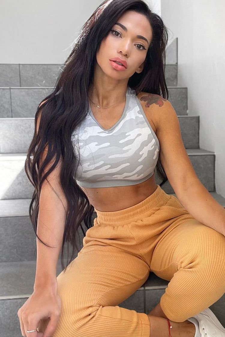 Reset Camo Seamless Racerback Sports Bra - Gray Camo sold by Jed North product image thumbnail 6