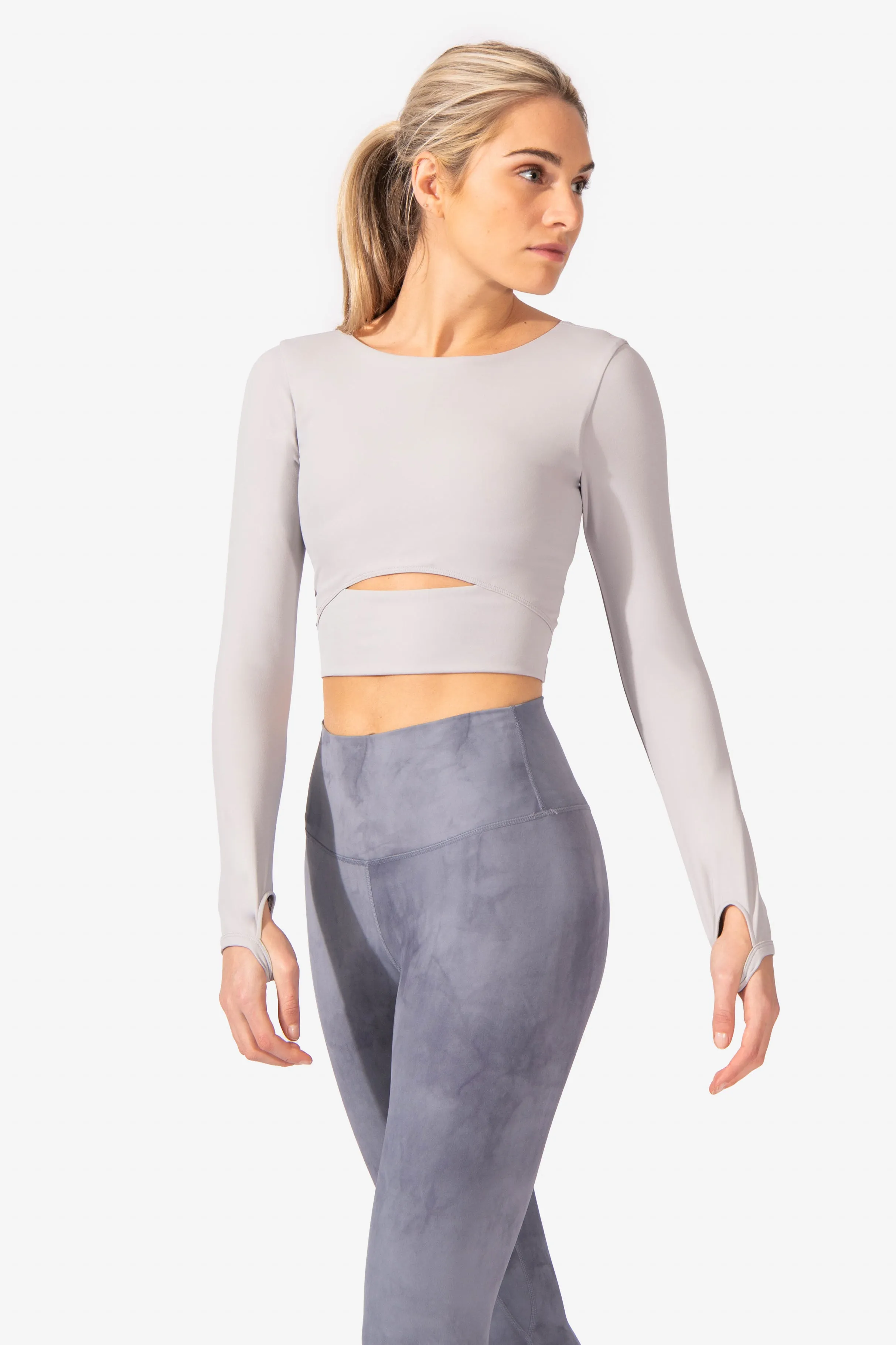 Empress Long Sleeve Crop Top - Gray sold by Jed North product image thumbnail 4