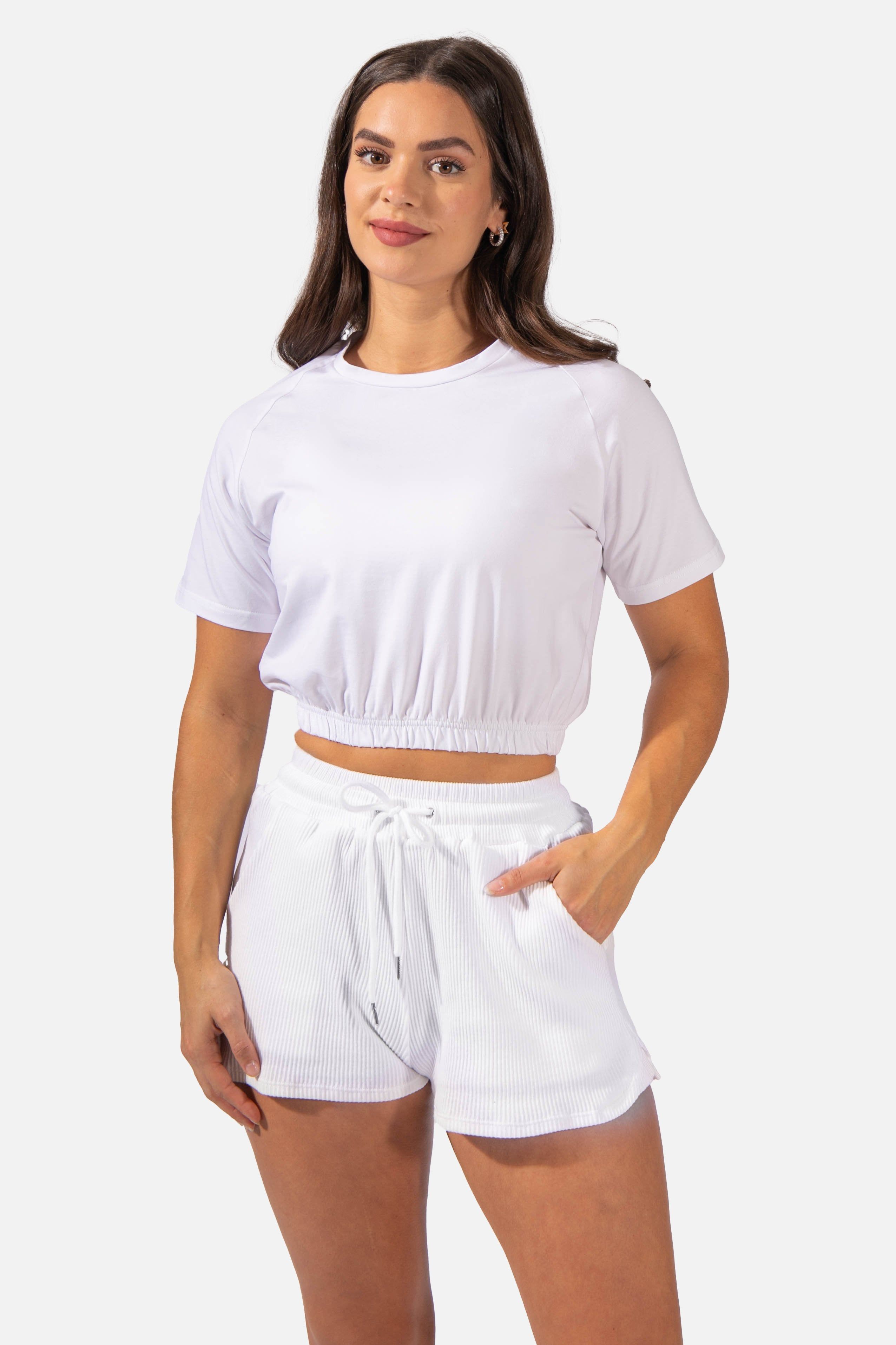 Gigi Bubble Hem Crop T-Shirt - White sold by Jed North