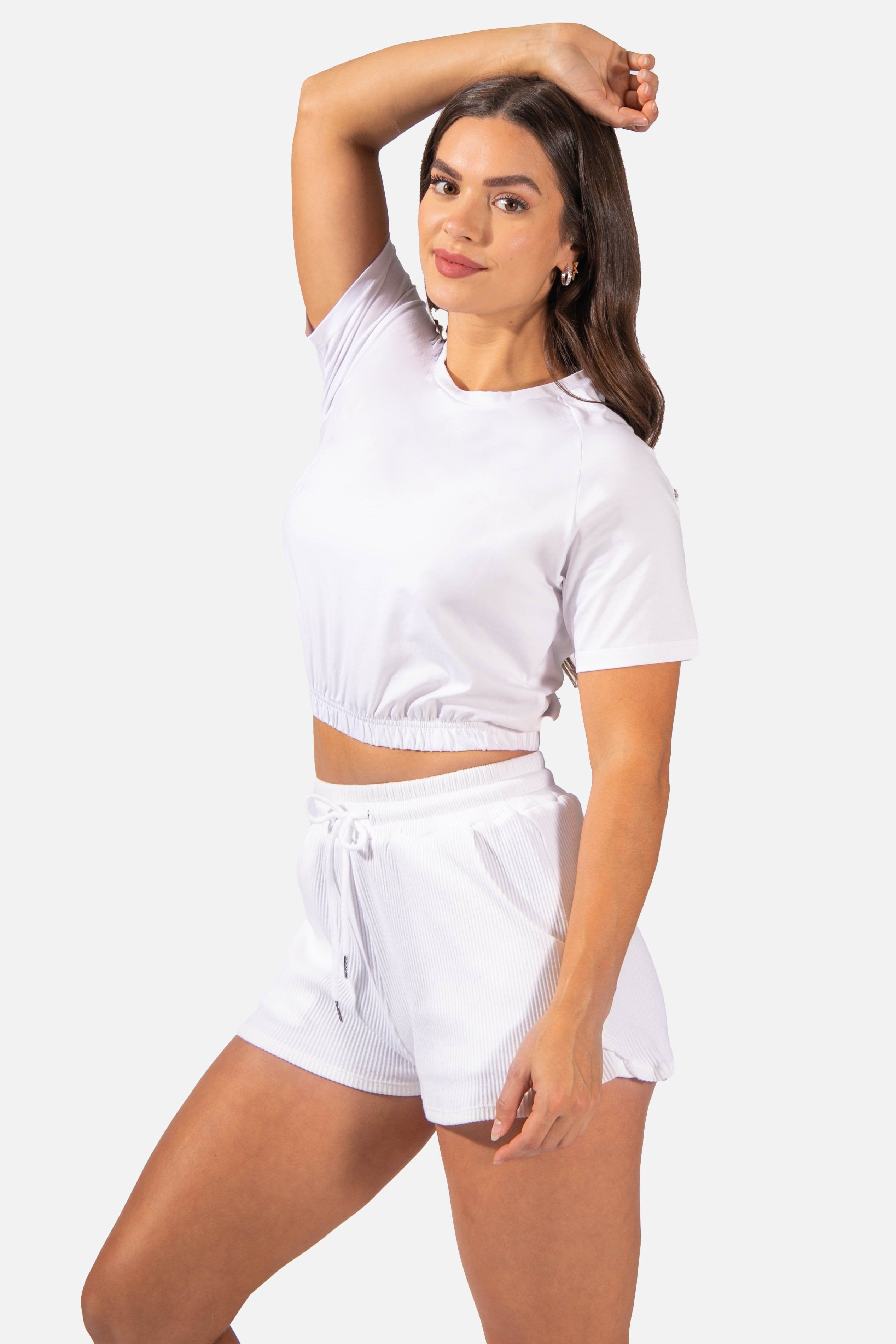 Gigi Bubble Hem Crop T-Shirt - White sold by Jed North product image thumbnail 3