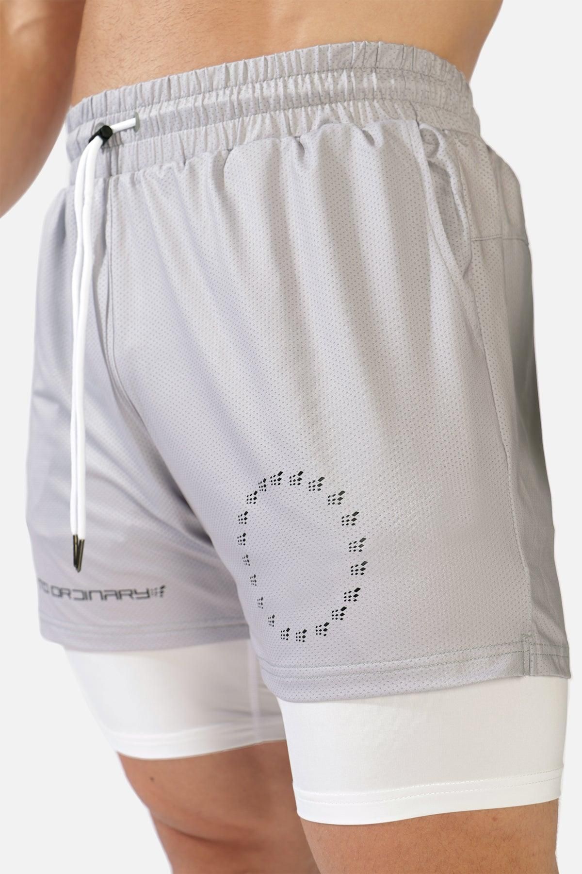 Men's 2 In 1 Active Training 7'' Shorts - Silver sold by Jed North product image thumbnail 3