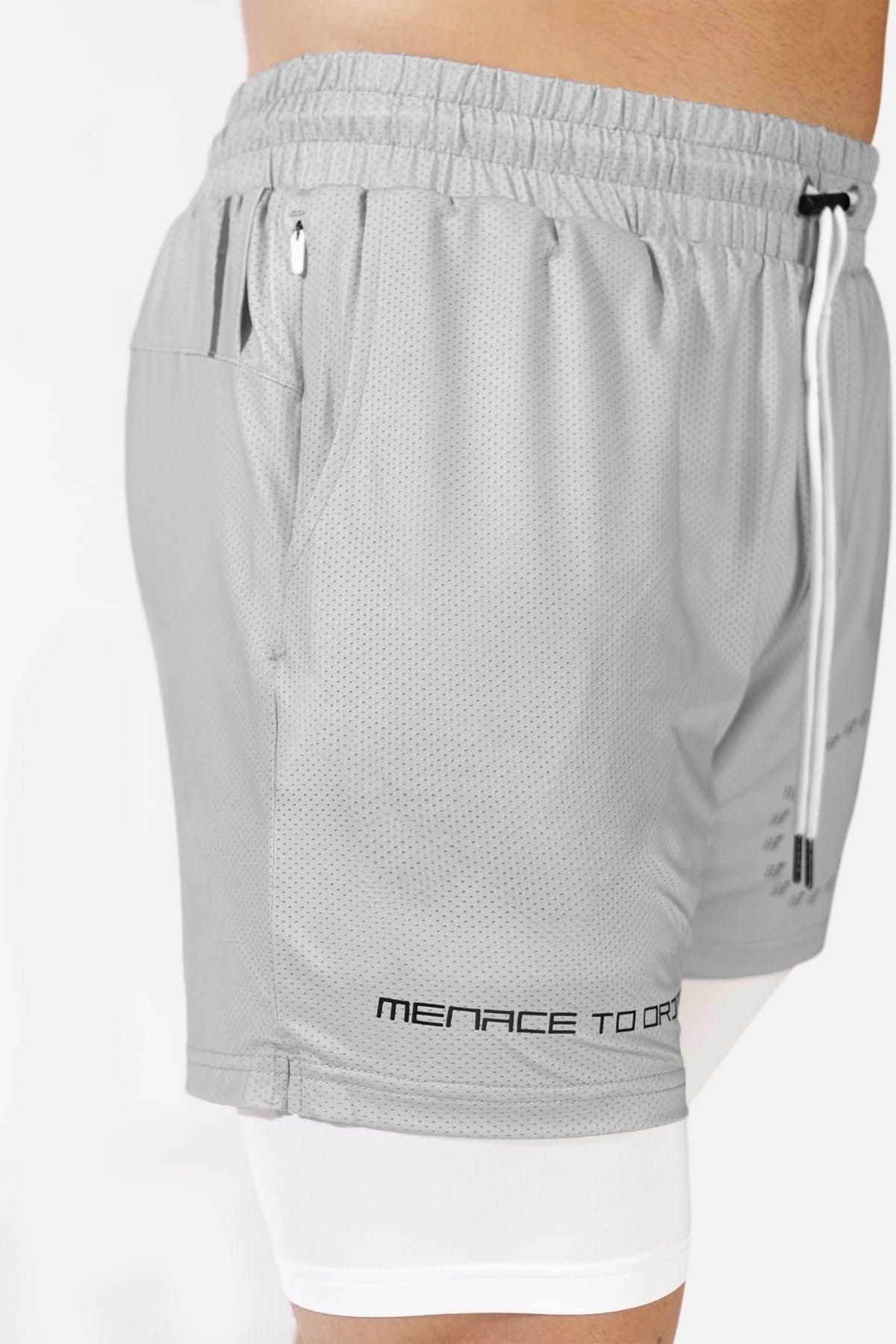 Men's 2 In 1 Active Training 7'' Shorts - Silver sold by Jed North product image thumbnail 7