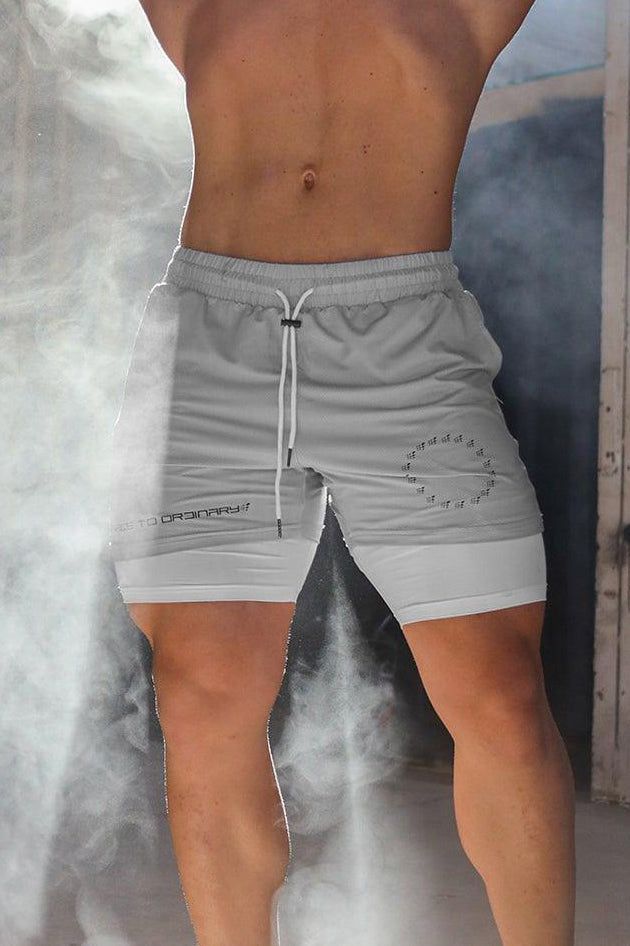 Men's 2 In 1 Active Training 7'' Shorts - Silver sold by Jed North