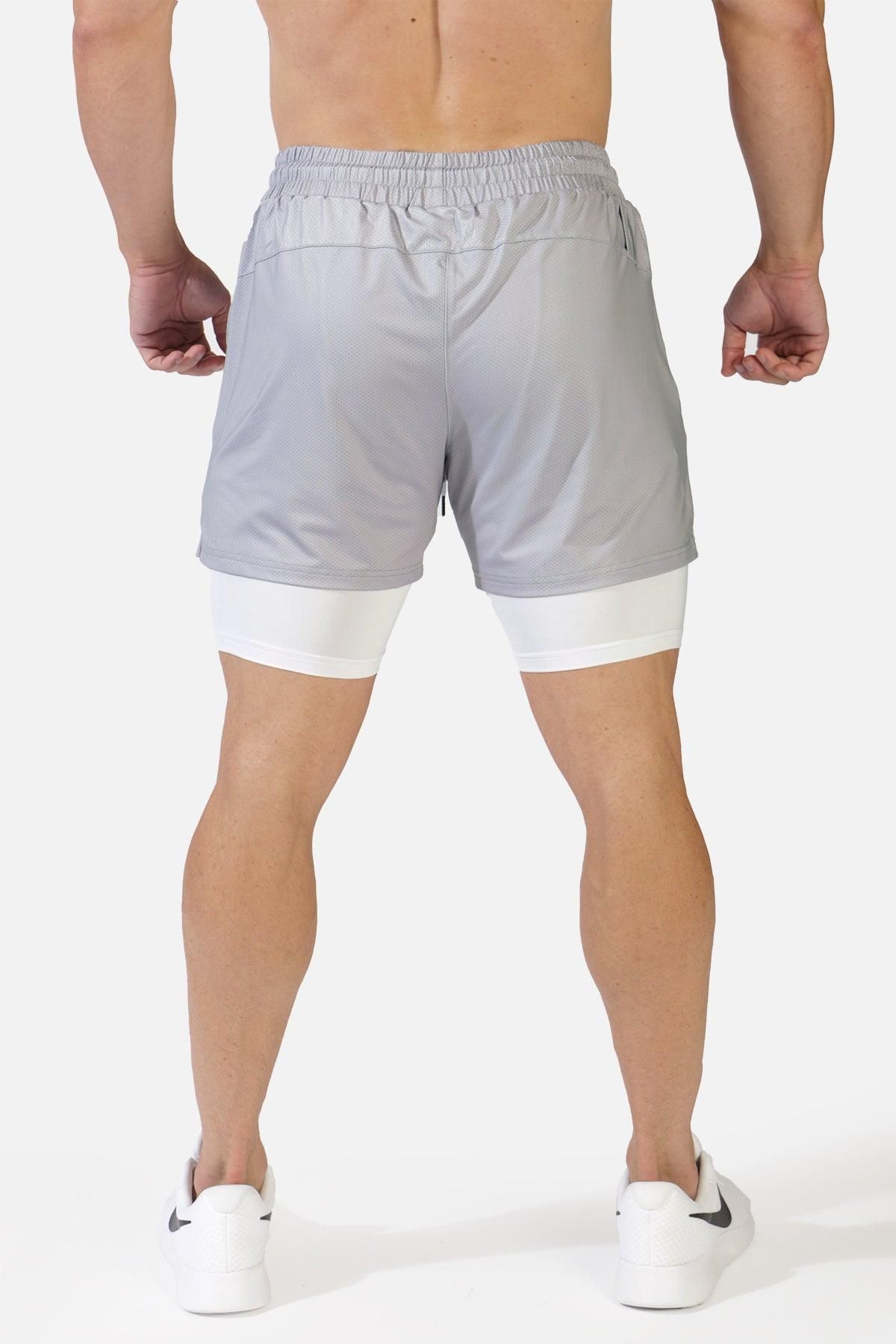 Men's 2 In 1 Active Training 7'' Shorts - Silver sold by Jed North product image thumbnail 4