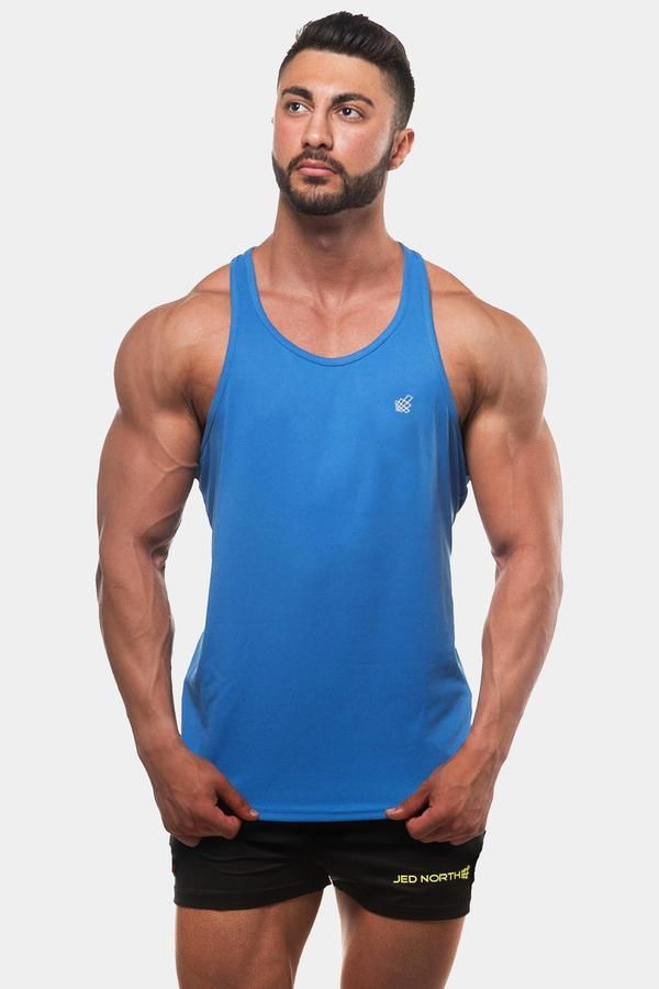 Fast-Dry Bodybuilding Workout Stringer - Blue sold by Jed North