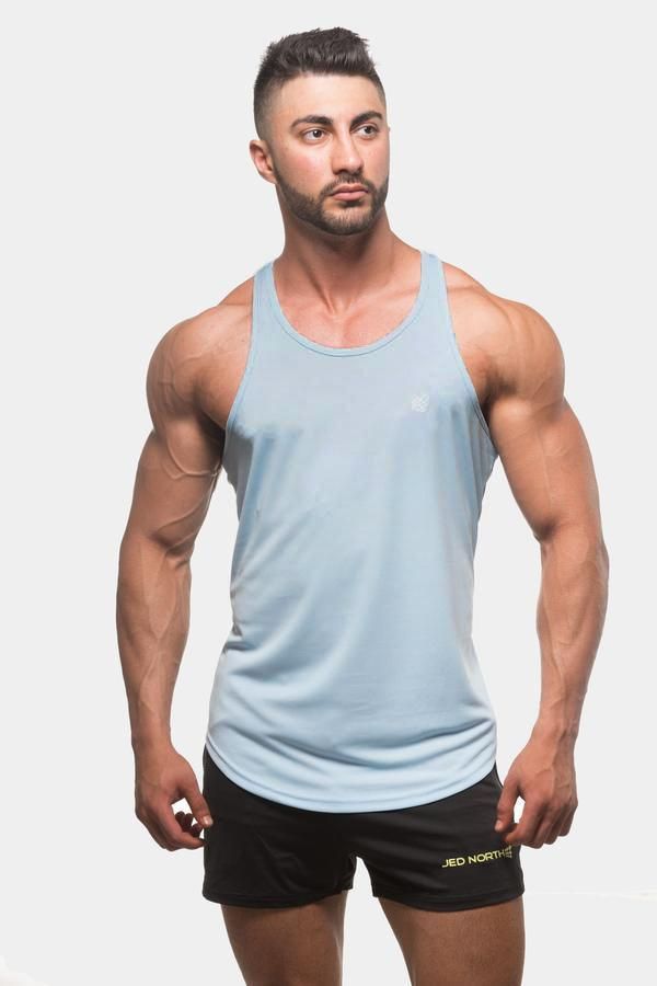 Fast-Dry Bodybuilding Workout Stringer - Light Blue sold by Jed North
