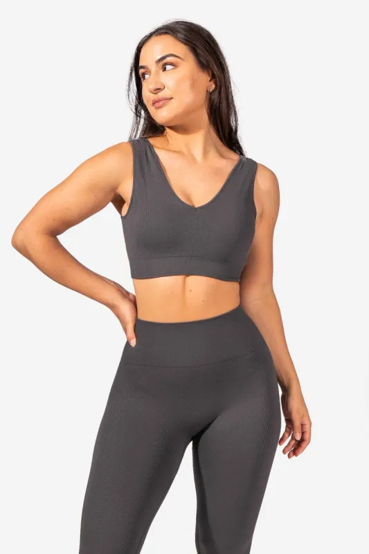Miami Seamless V Neck  Sports Bra - Gray sold by Jed North